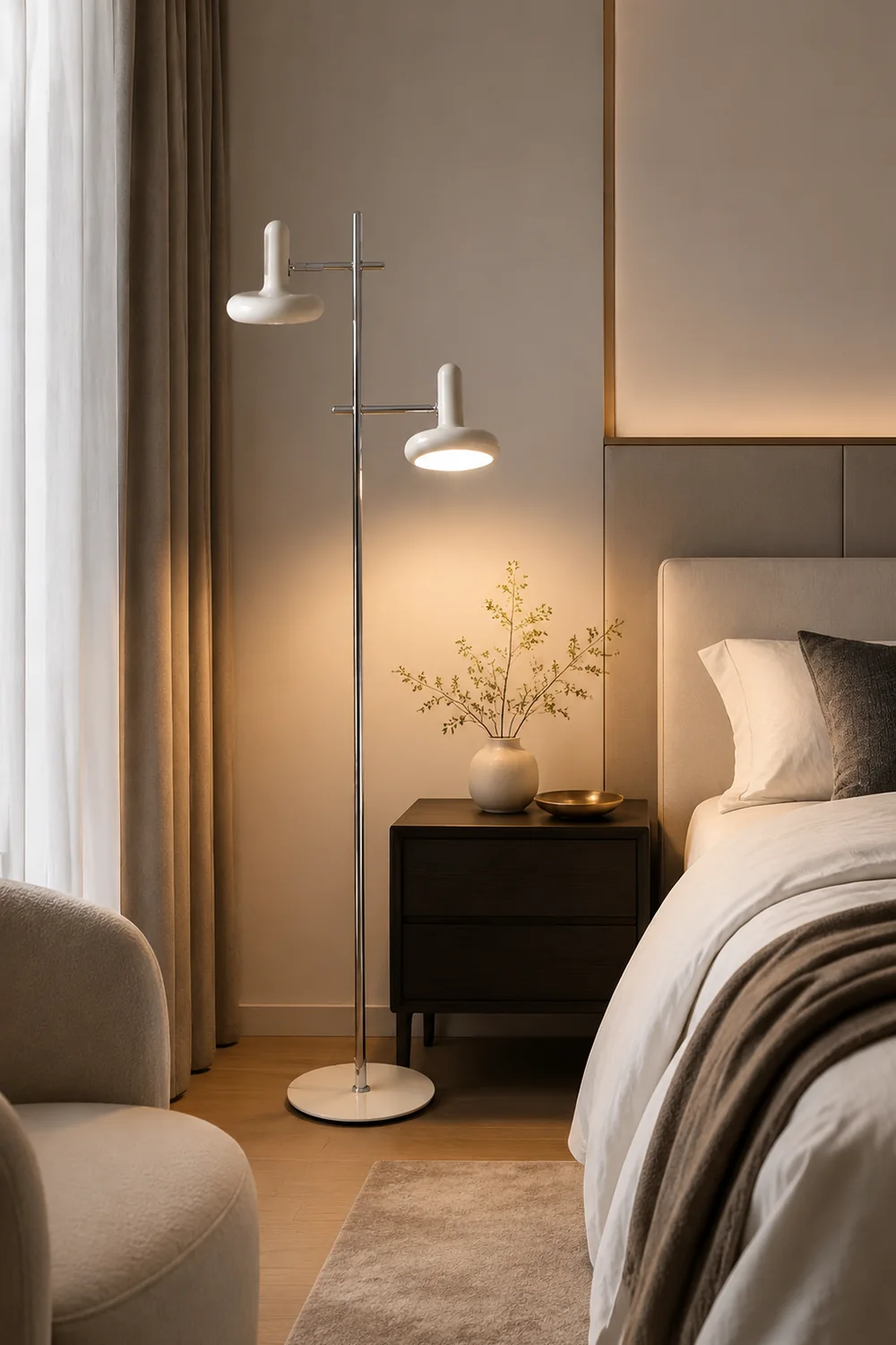 Carins Modern Nordic Minimalist Metal Rotable Floor Lamp, White - Lumpaz
