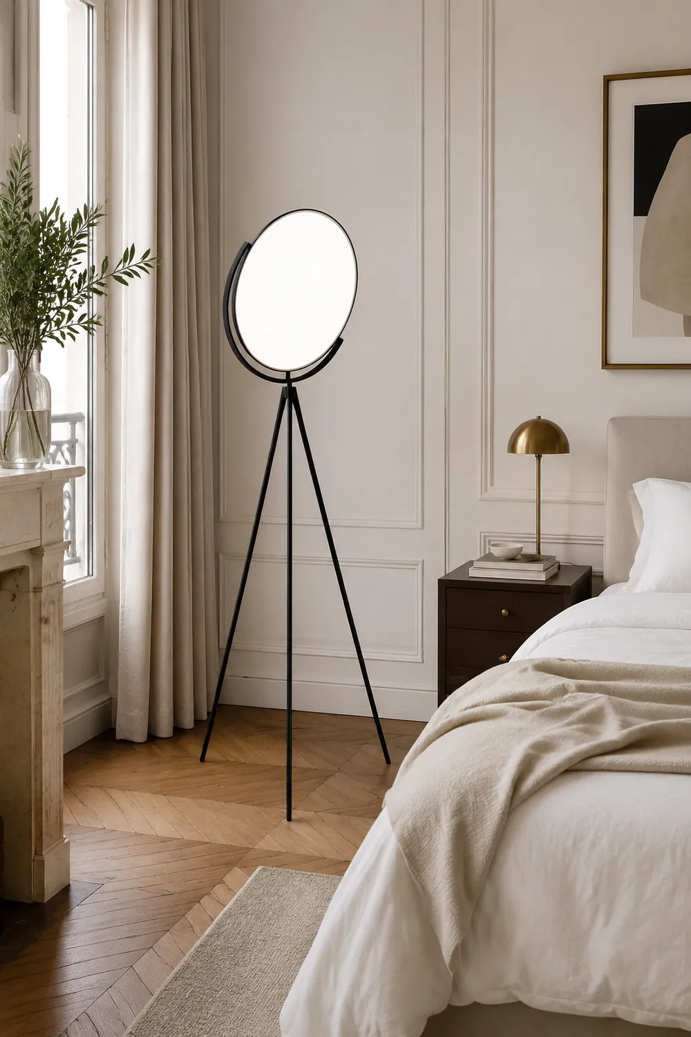 Salgado Modern Minimalist Metal Tripod Projector Floor Lamp, Black/White - Lumpaz