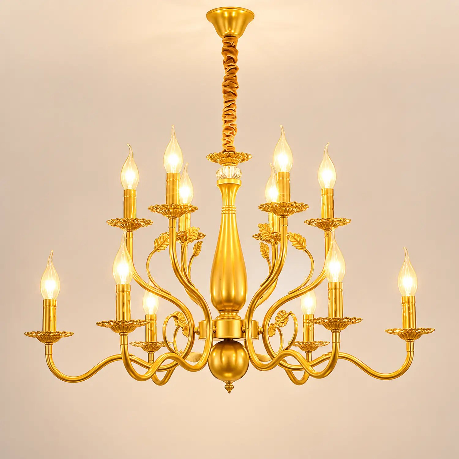 Marilyn Antique Candle Crystal/Metal Chandelier, Black/Gold - Lumpaz