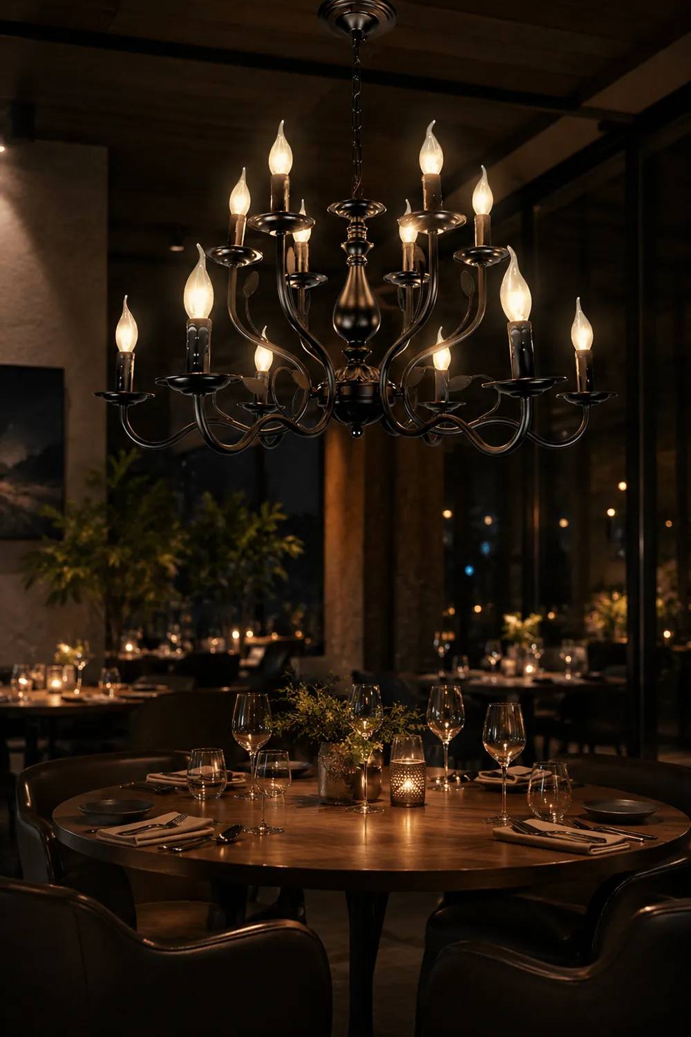 Silva Transitional Candle Chain Chandelier, Black - Lumpaz