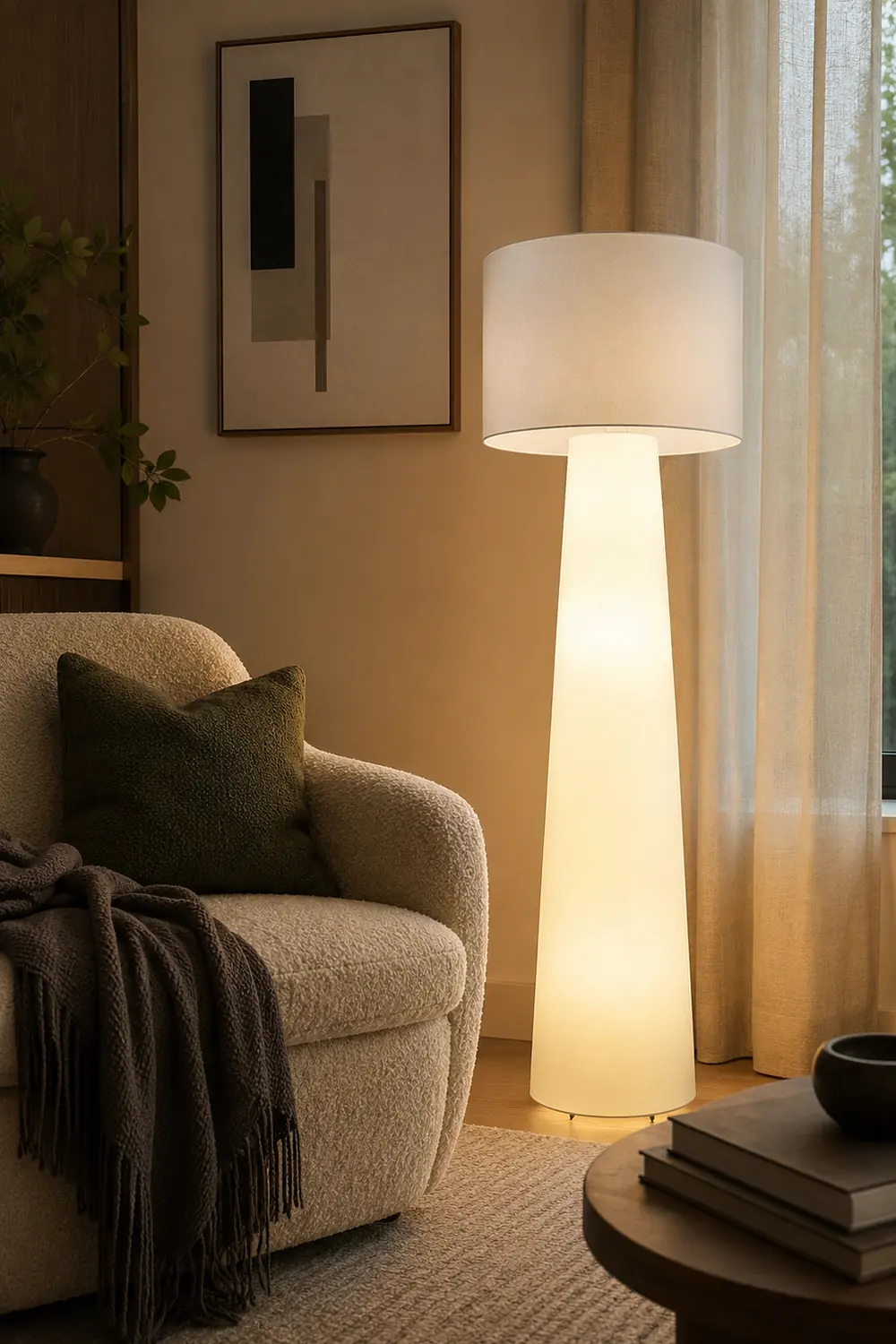 Eryn Modern Cylinder Metal  Fabric Floor Lamp - Lumpaz