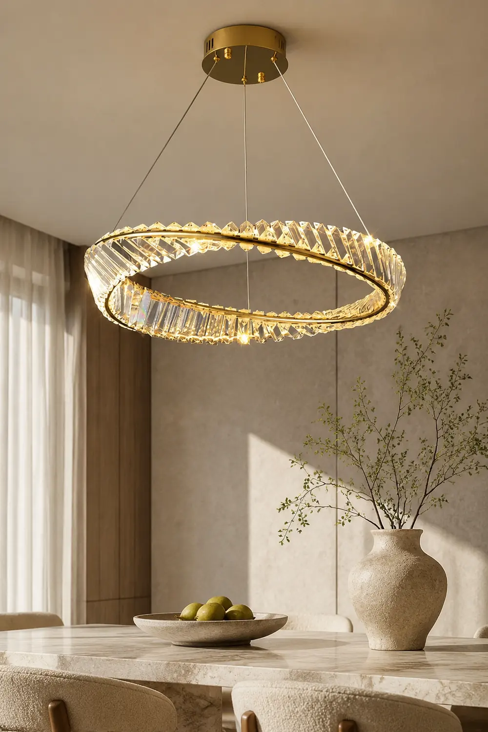 Kirsten Modern Luxury Round Metal/Glass Chandelier, Gold - Lumpaz