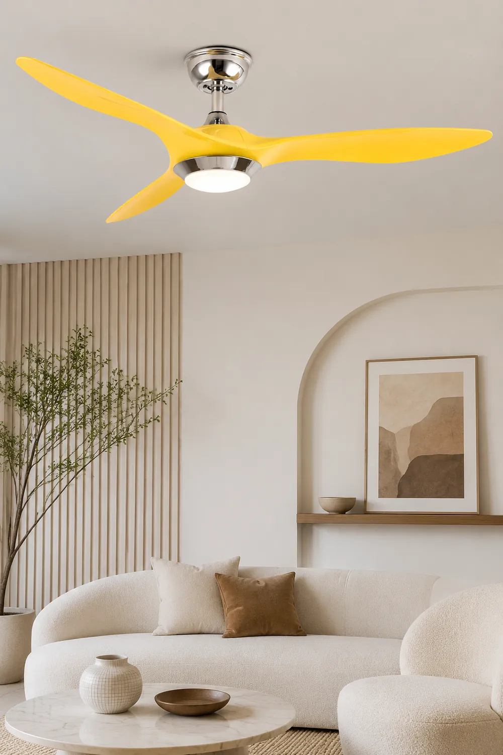 Garner 3-Blade Black & Yellow Ceiling Fan with Light, DIA 52'' - Lumpaz