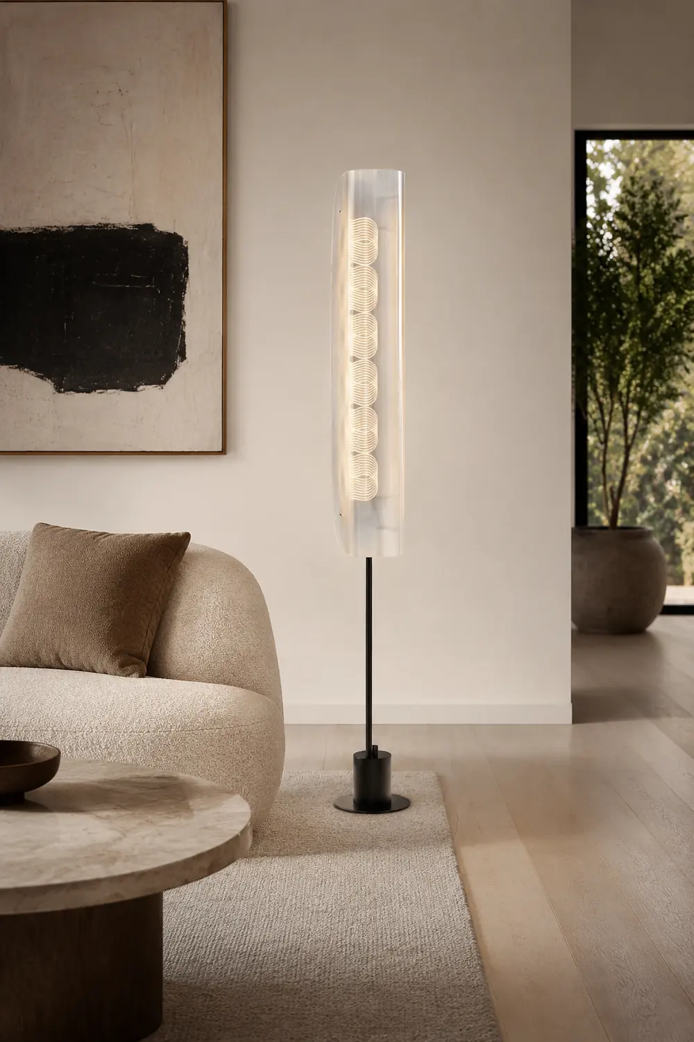 Salgado Nordic Minimalistic White Floor Lamp, Metal & Acrylic - Lumpaz