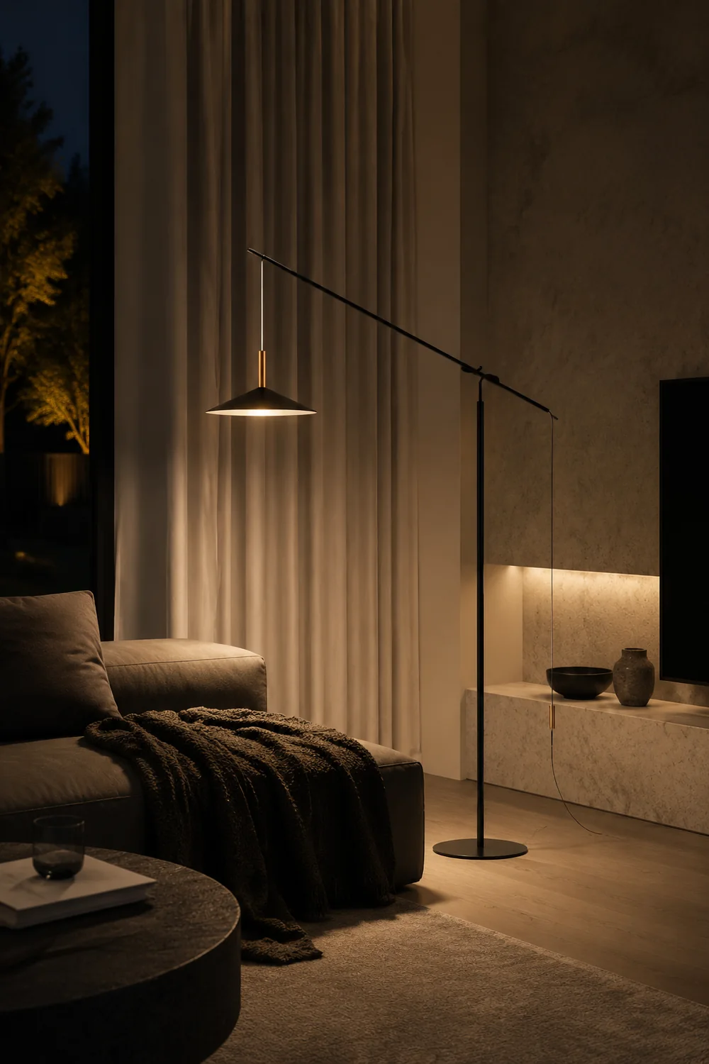 Carins Floor Lamp Italian Unique Modern, Metal Adjustable, Black, Living Room - Lumpaz