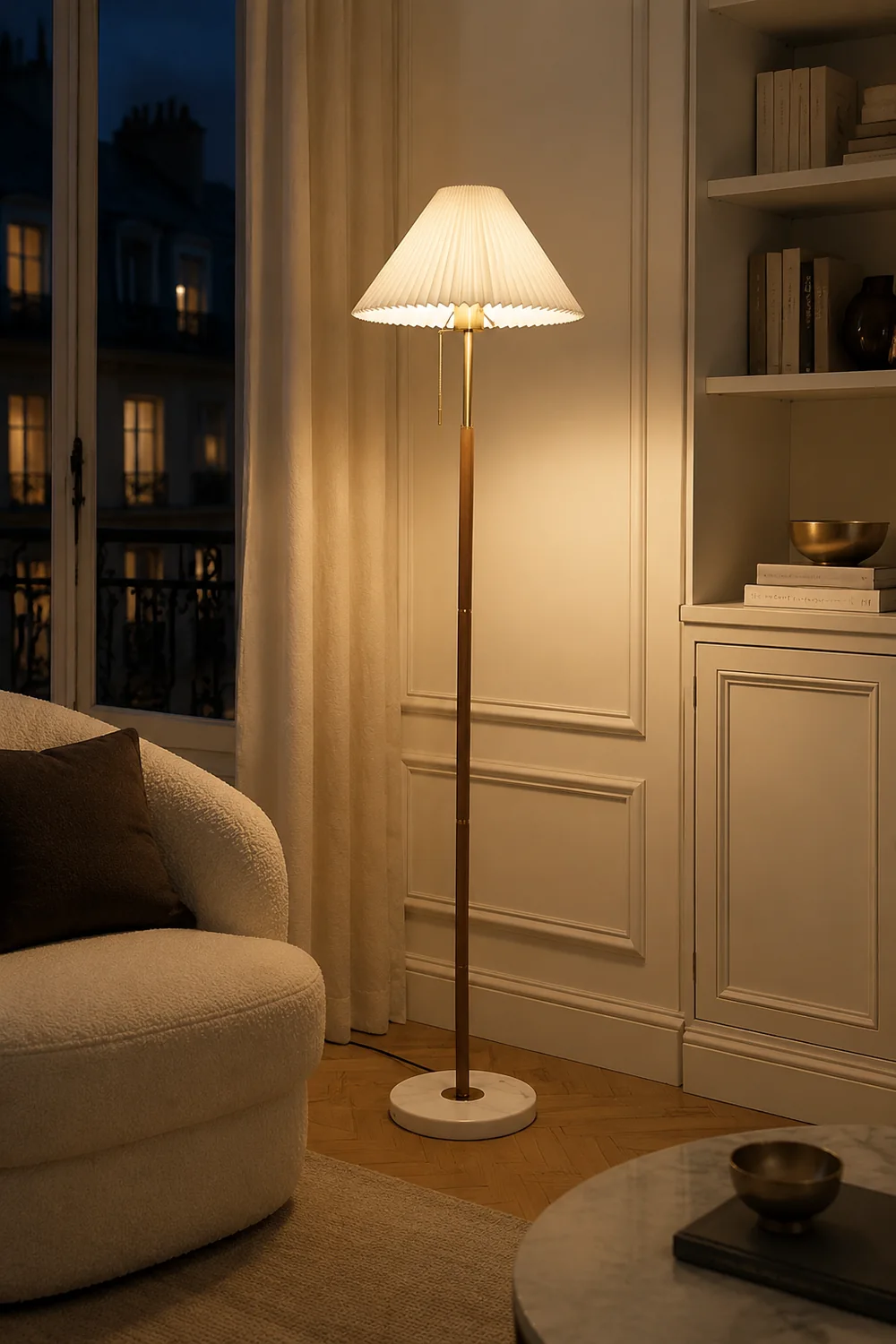 Ozawa Modern Pleated Metal Fabric Floor Lamp - Lumpaz