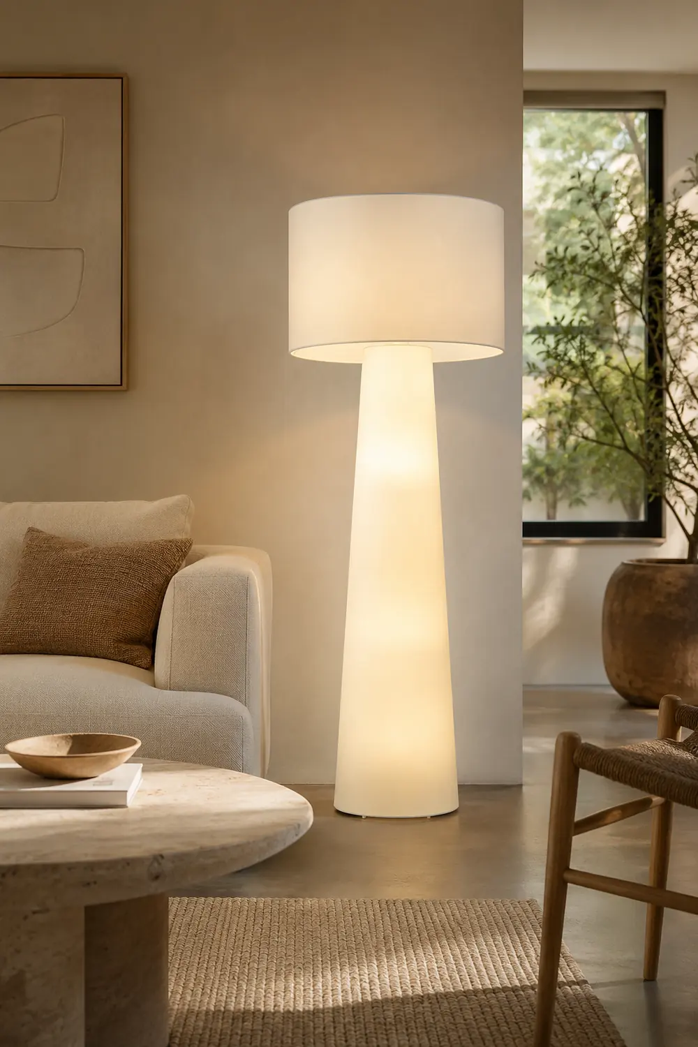 Eryn Modern Cylinder Metal  Fabric Floor Lamp - Lumpaz