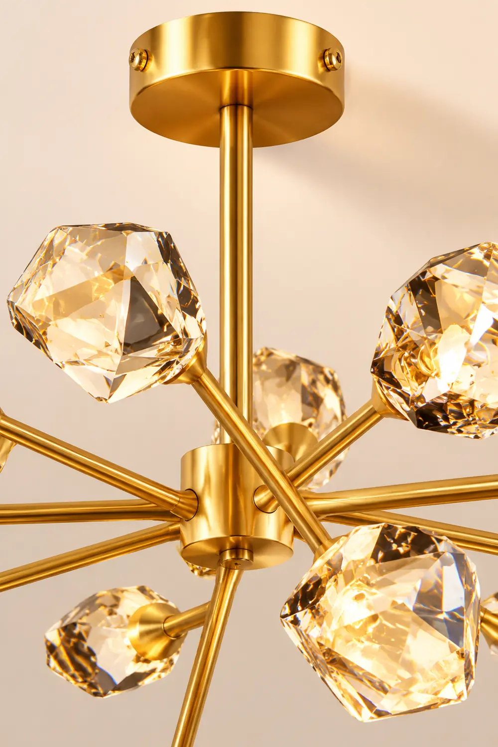 Kristy Luxurious Crystal Chandelier Living Room Golden - Lumpaz