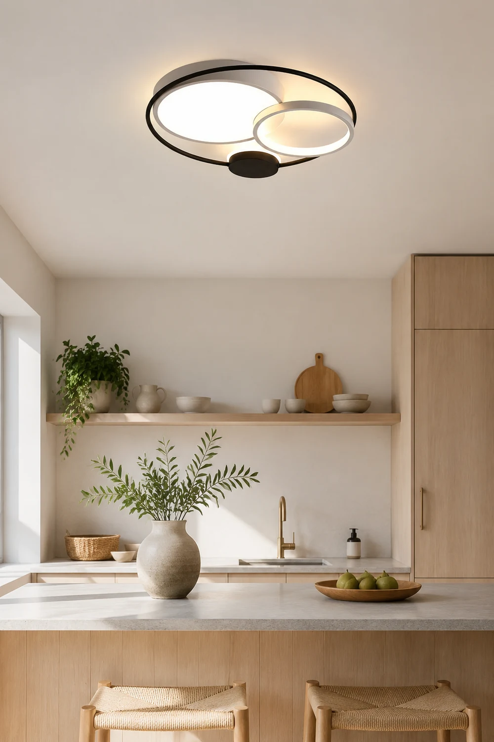 Lacey Modern Circular LED Flush Mount Ceiling Light, Black&White - Lumpaz