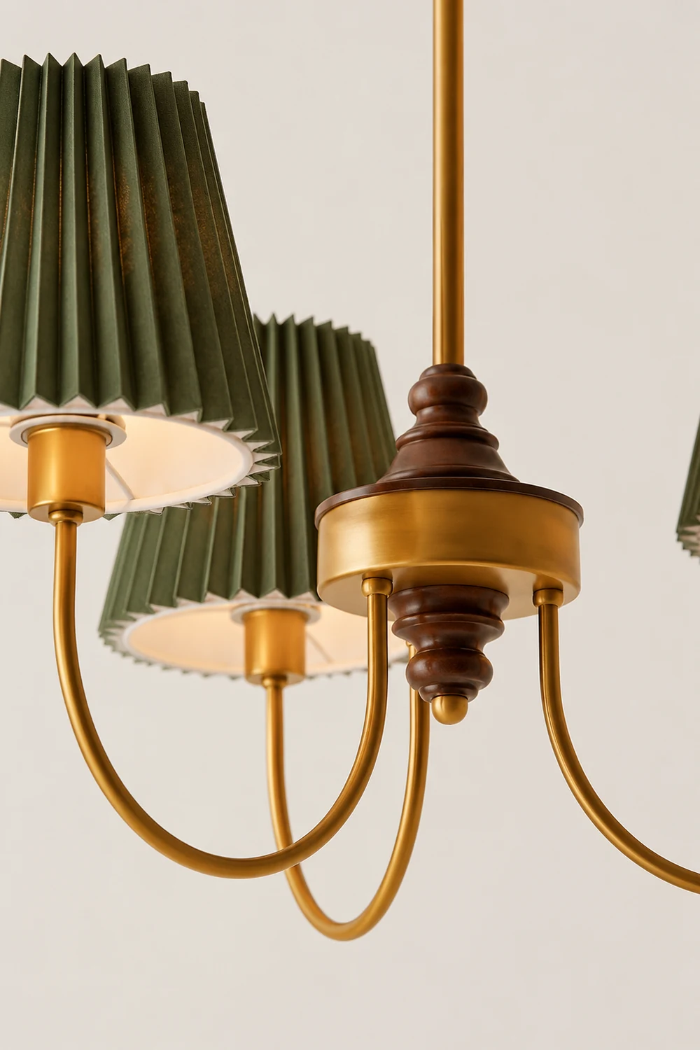 Eryn Modern Retro Metal/Fabric Chandelier, White/Green - Lumpaz