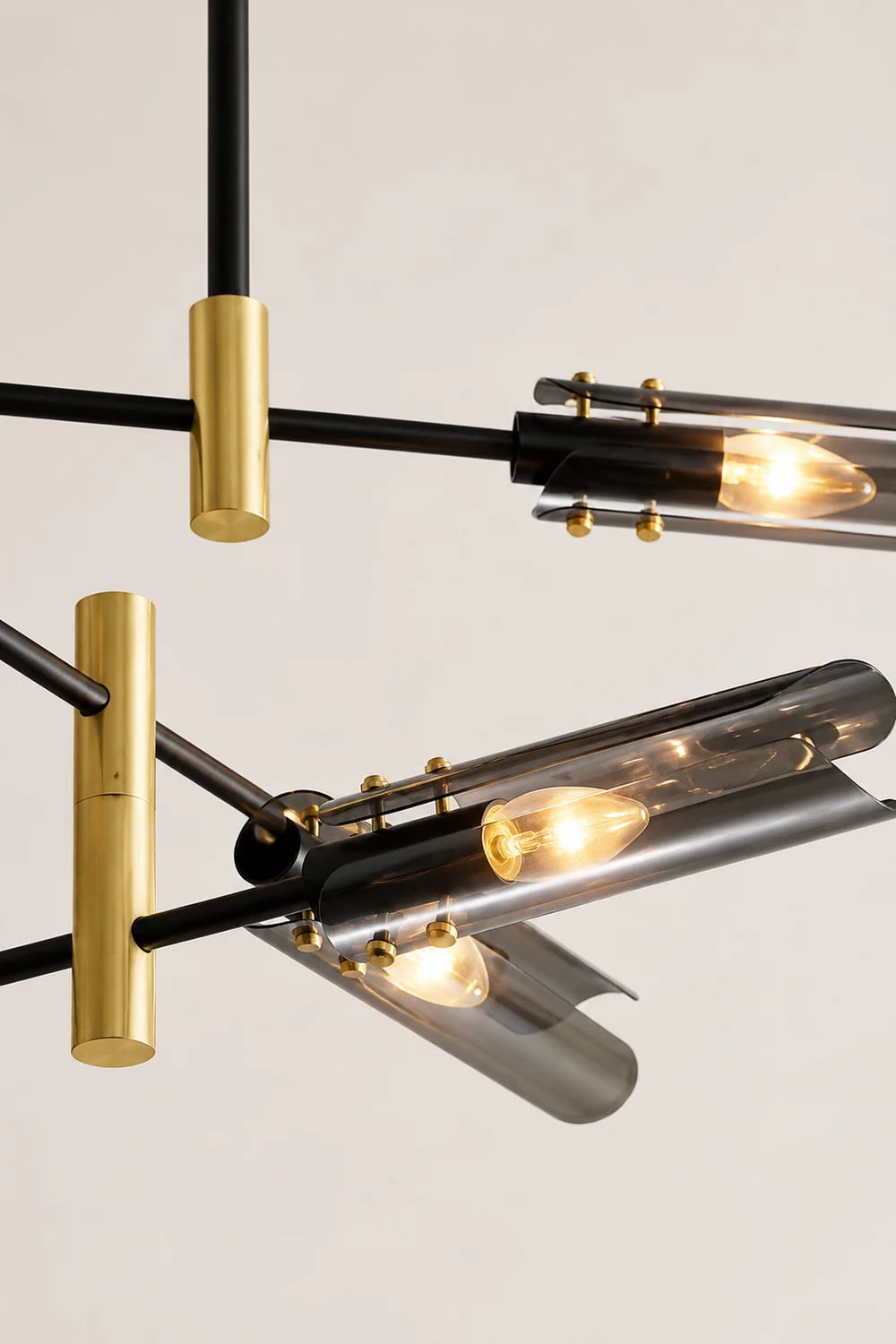 Sanna Modern Metal/Glass Semi-Flush Mount Ceiling Light, Gray/Amber - Lumpaz
