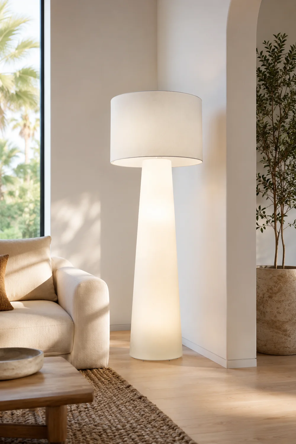 Eryn Modern Cylinder Metal  Fabric Floor Lamp - Lumpaz
