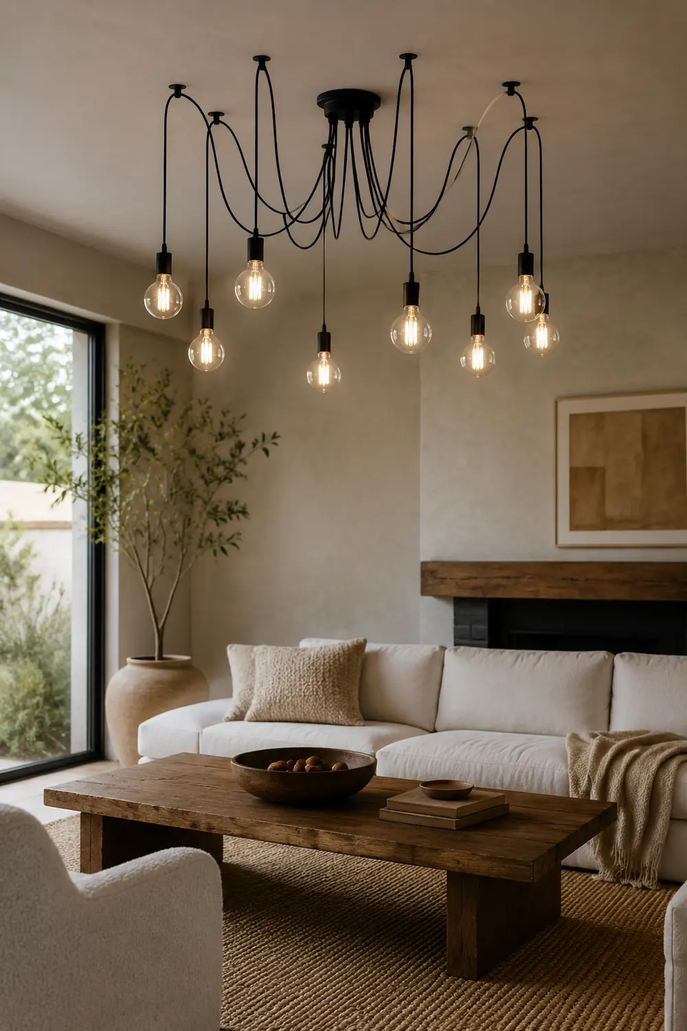 Alessio Retro Country LED Spider Chandelier, Black/White - Lumpaz