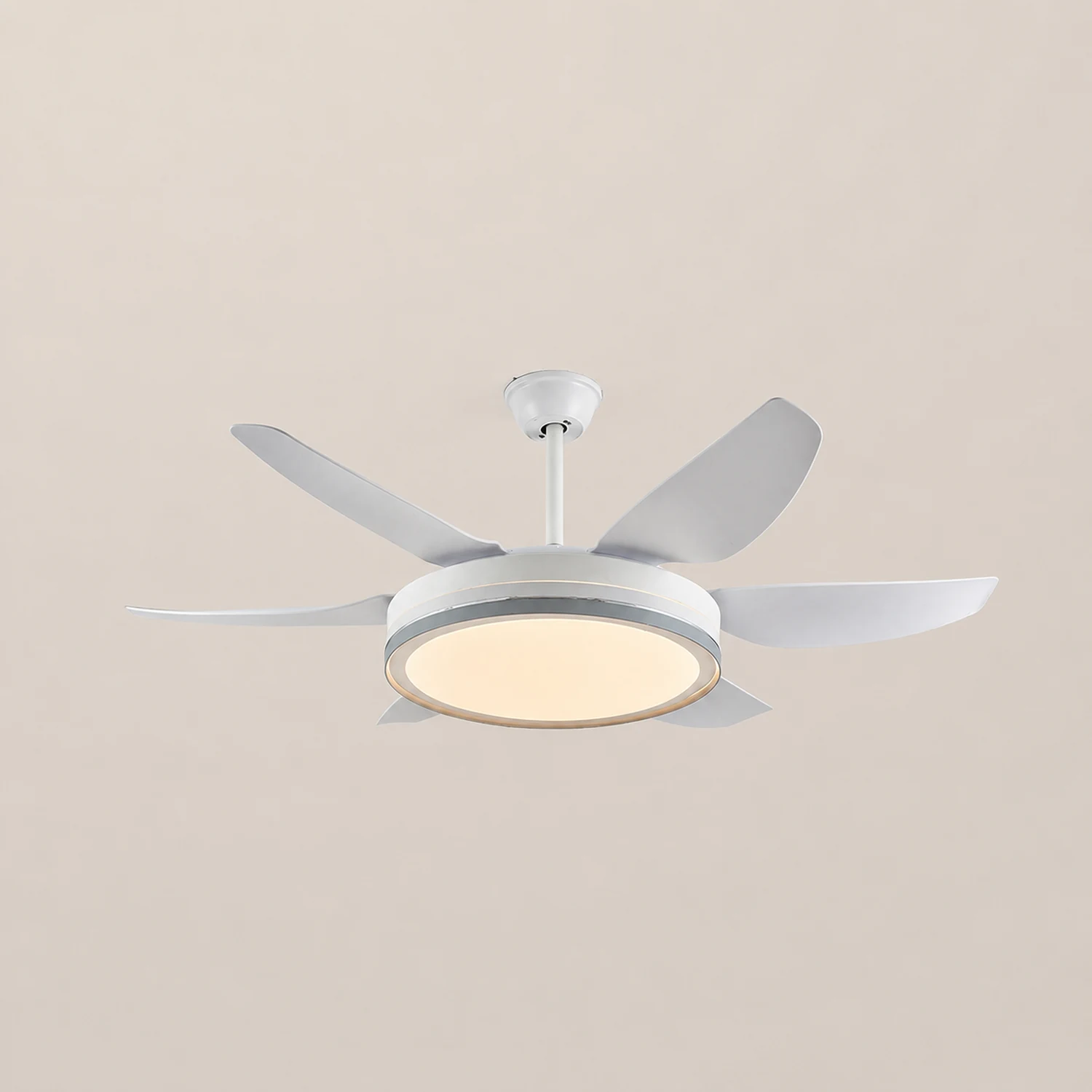 Haydn 6-Blade Modern Basic DC Ceiling Fan with Light, Black & White, 51'' - Lumpaz