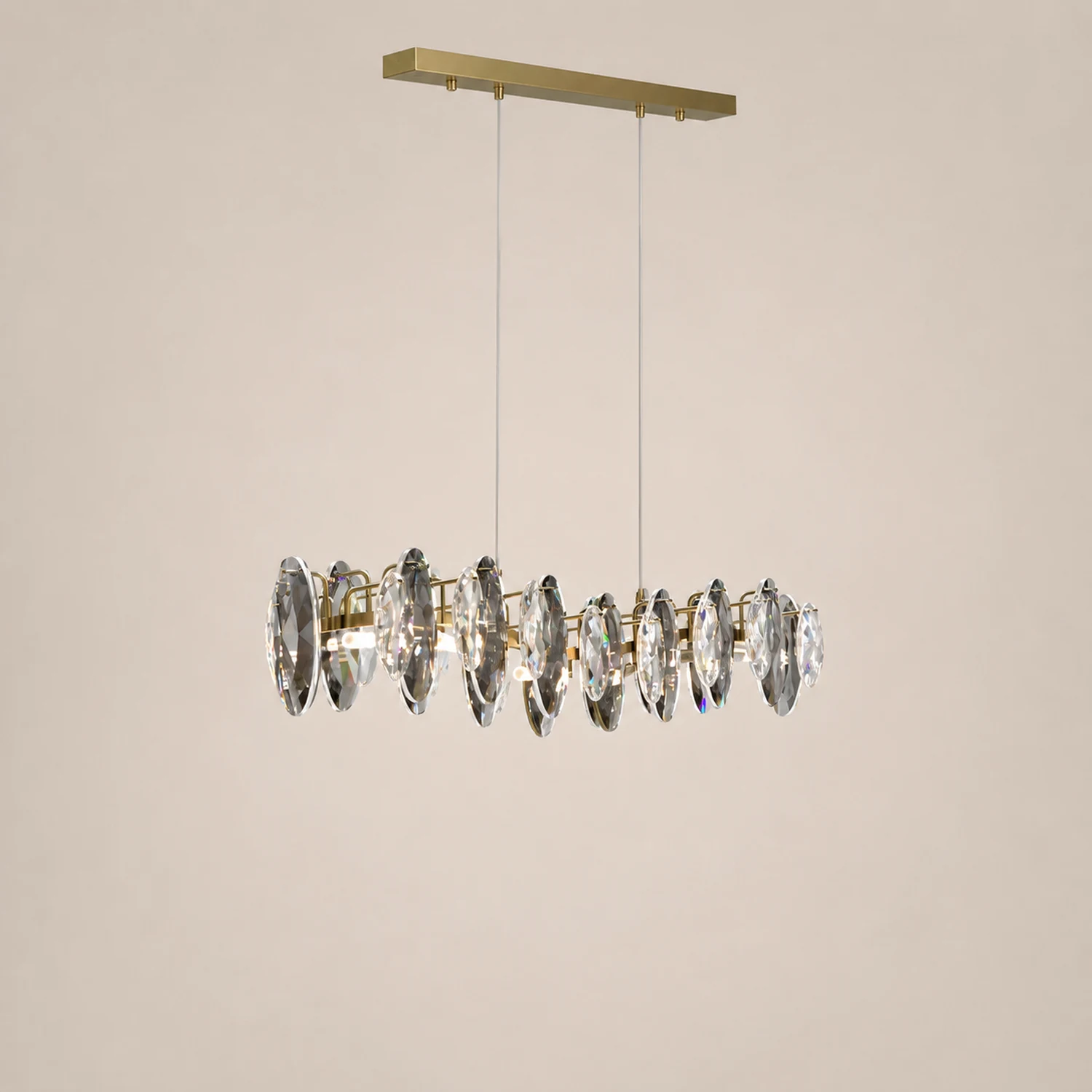 Ophelia luxurious Elliptical Glass/Metal Pendant Light Gold - Lumpaz