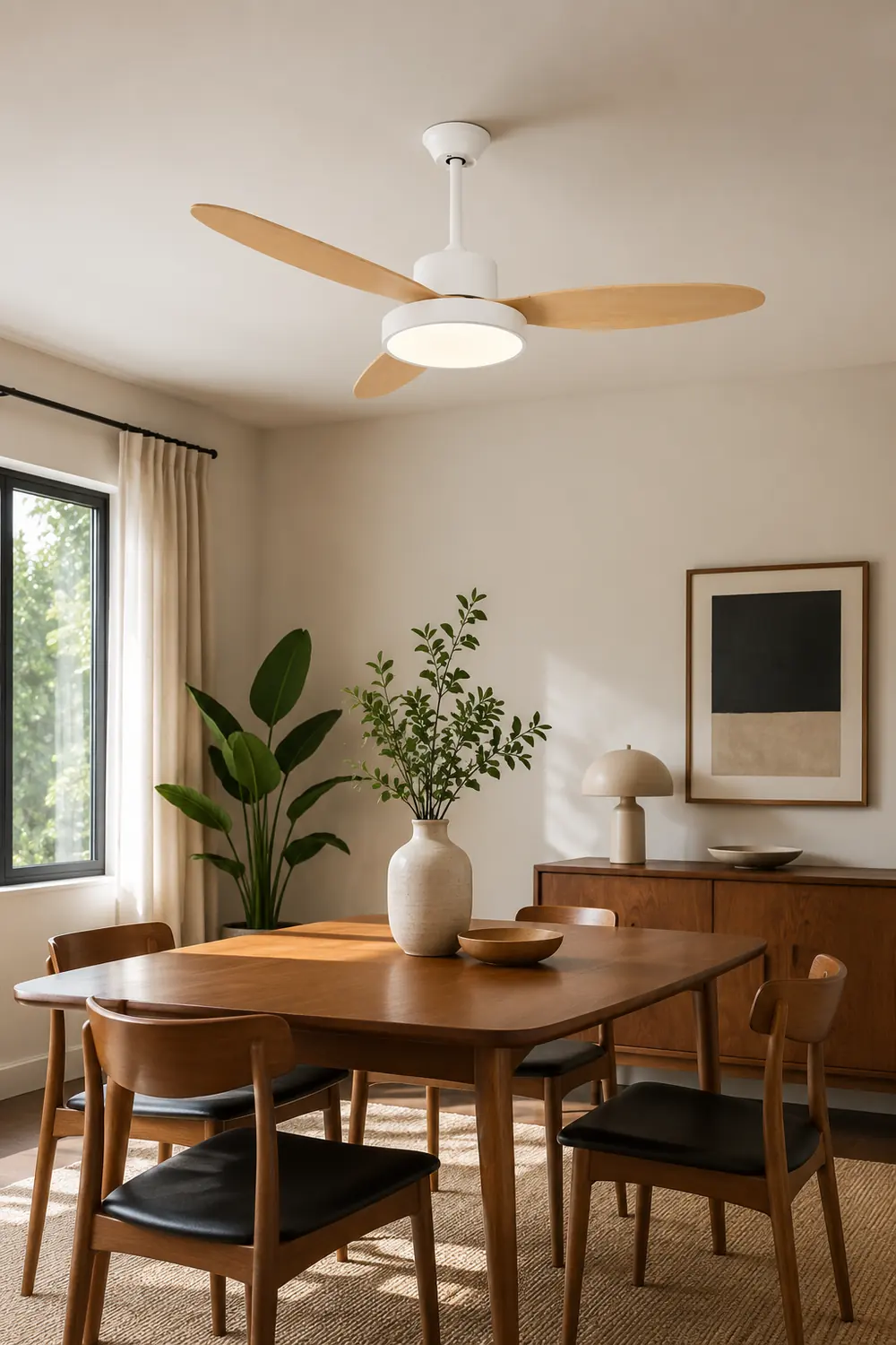 Haydn 3-Blade White & Black DC Ceiling Fan Light, Summer, 39.4''/47.2''/51.2'' - Lumpaz