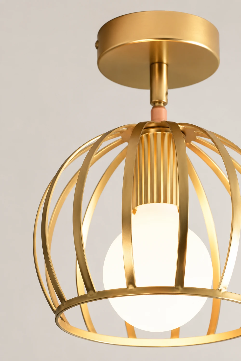Herbert Semi Art Deco Globe Flush Mount Ceiling Light, Brass - Lumpaz