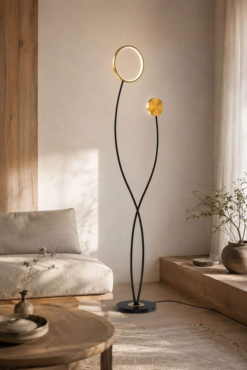 Modern Wave Double Head Metal Acrylic Floor Lamp - Lumpaz