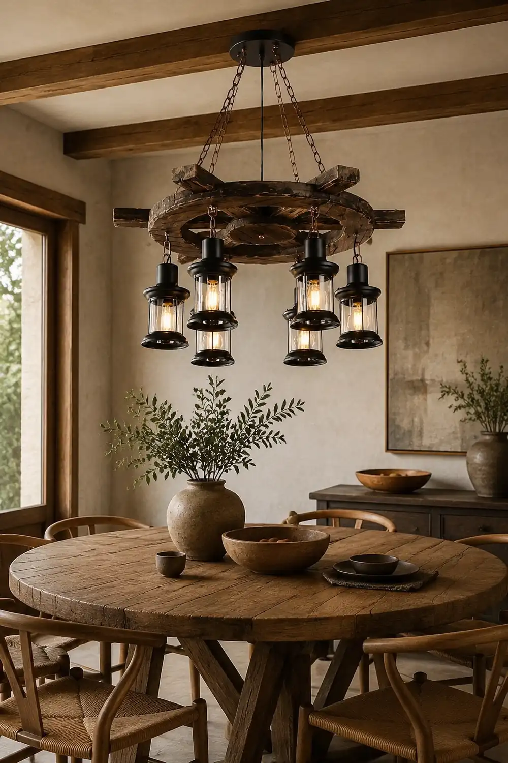 Austin Pendant Light, Wood & Metal, 31" - Lumpaz