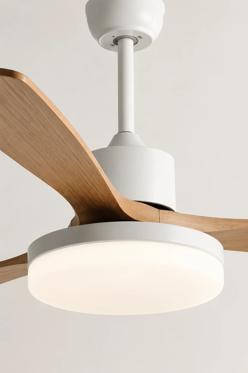 Haydn 3-Blade DC Ceiling Fan Light, Wood & White, Summer, 52'' - Lumpaz