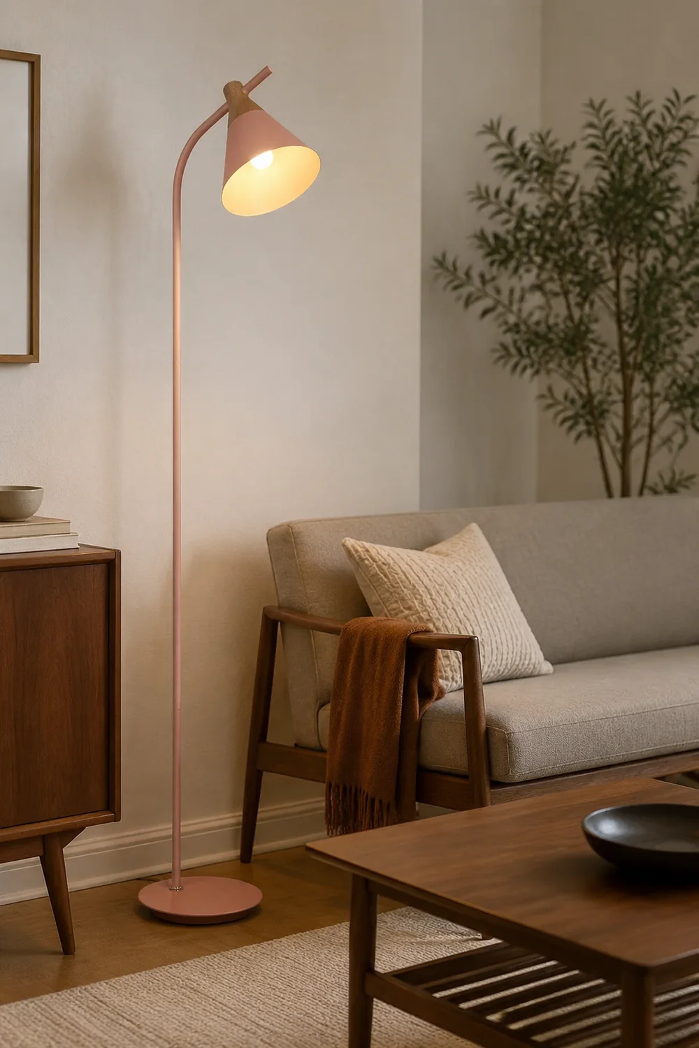 Morandi Floor Lamp, Bedroom & Living Room, Gray & Pink & Yellow, Metal - Lumpaz