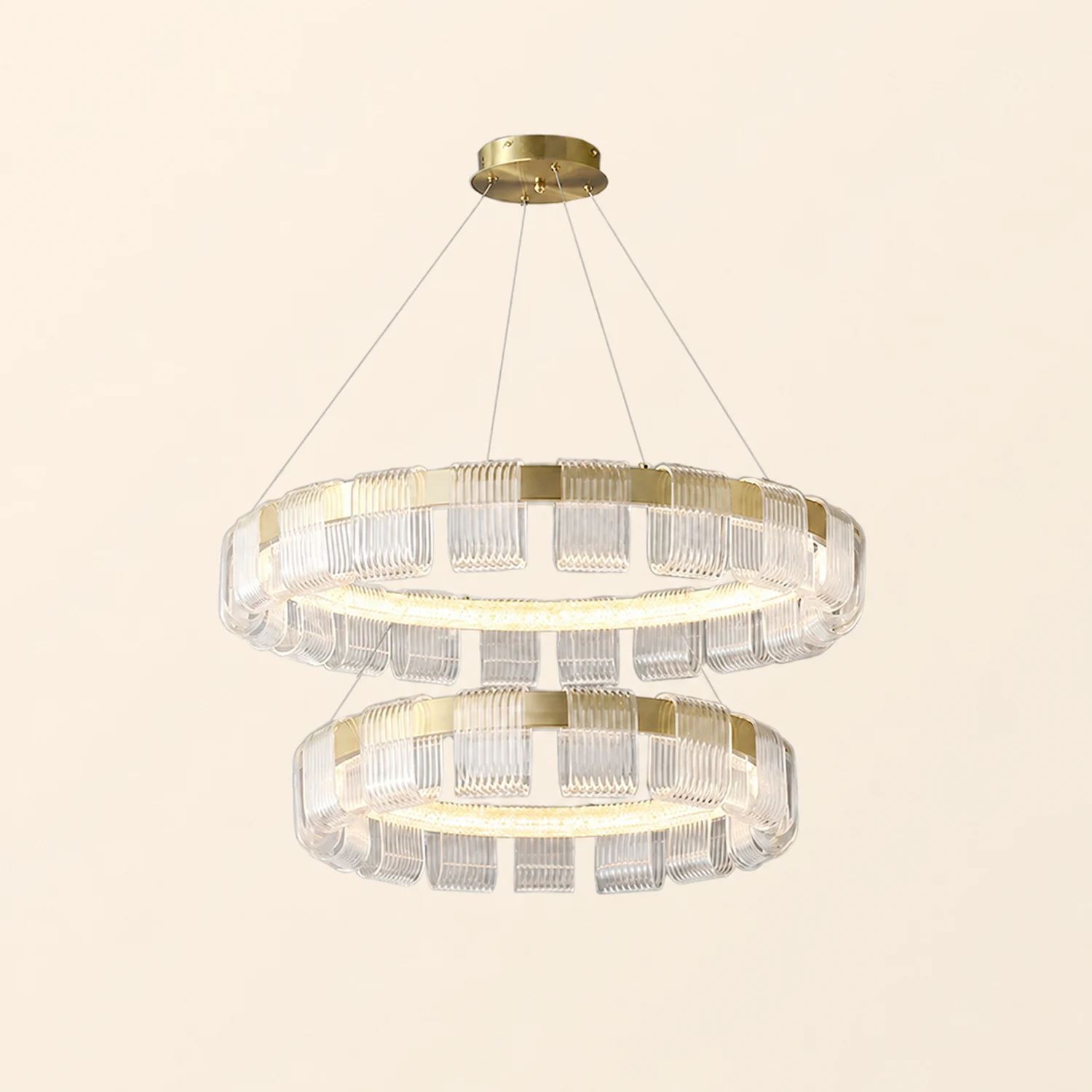Evette Modern Acrylic Ring Pendant Light, White/Gold - Lumpaz
