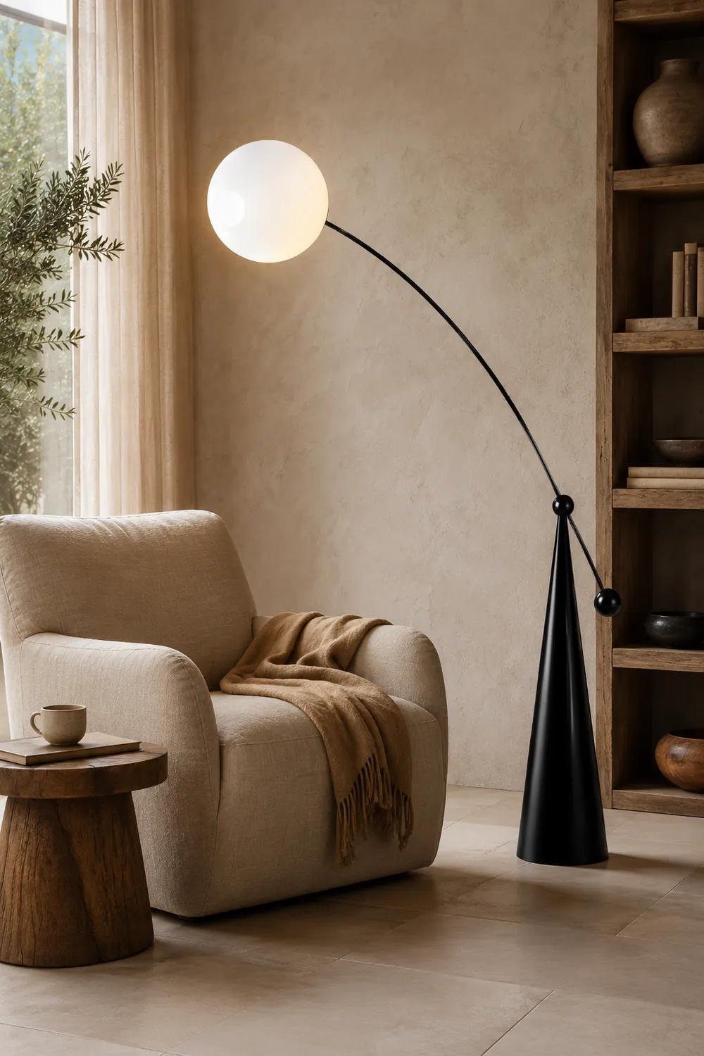 Valentina Floor Lamp Arc/Bubble Modern/Unique, Frosted Glass, White, Bedroom - Lumpaz