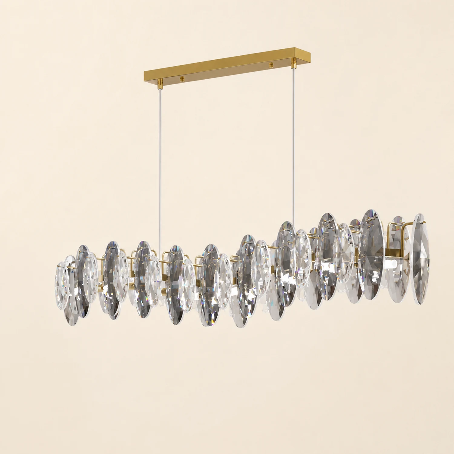 Ophelia luxurious Elliptical Glass/Metal Pendant Light Gold - Lumpaz