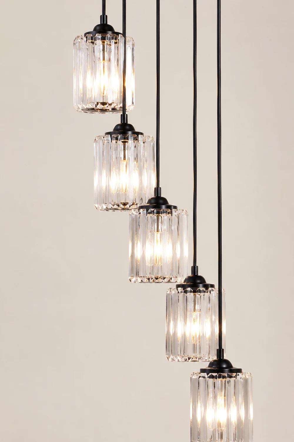 Kristy Modern Minimalist Metal/Glass Chandelier Black Living Room - Lumpaz