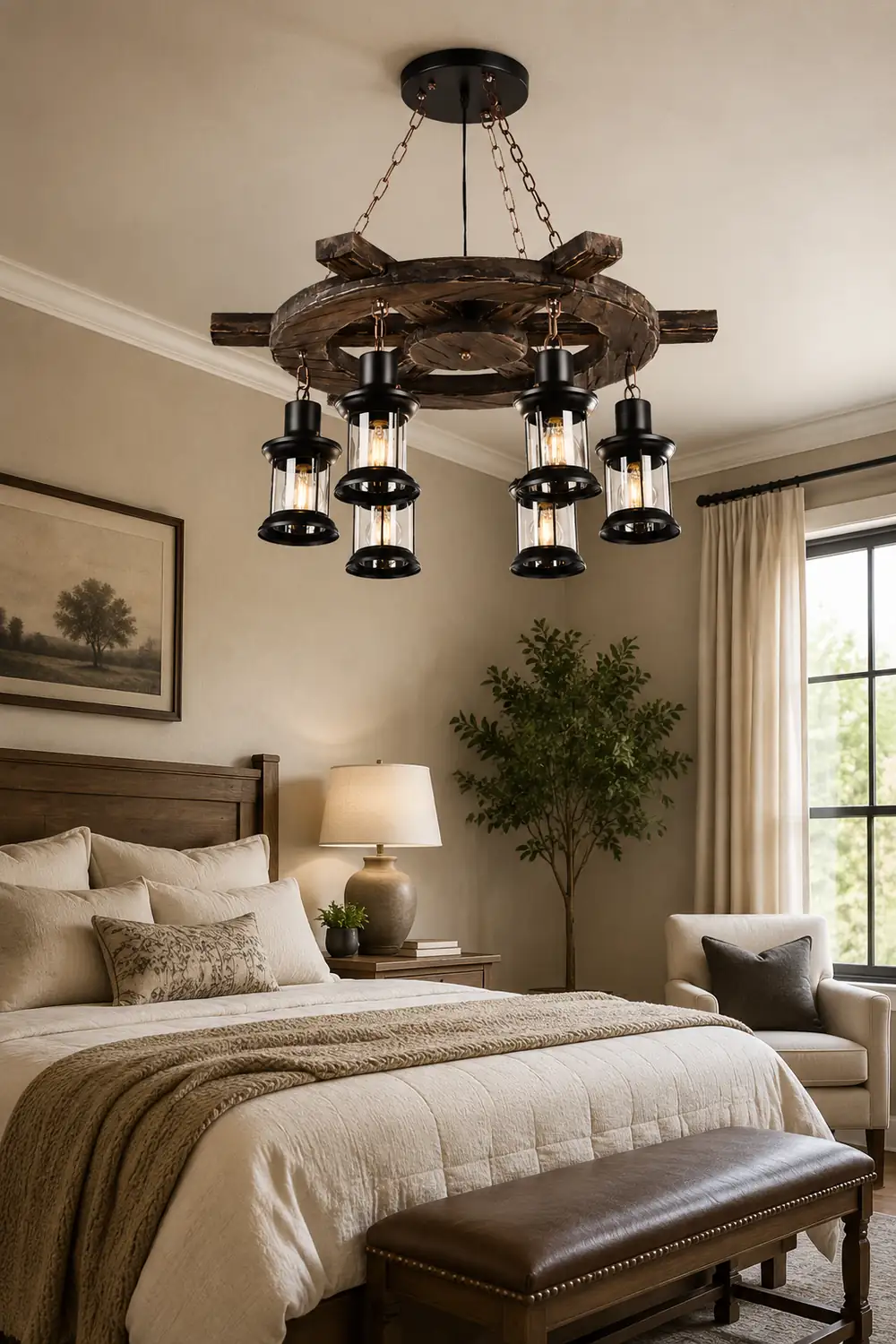 Austin Pendant Light, Wood & Metal, 31" - Lumpaz