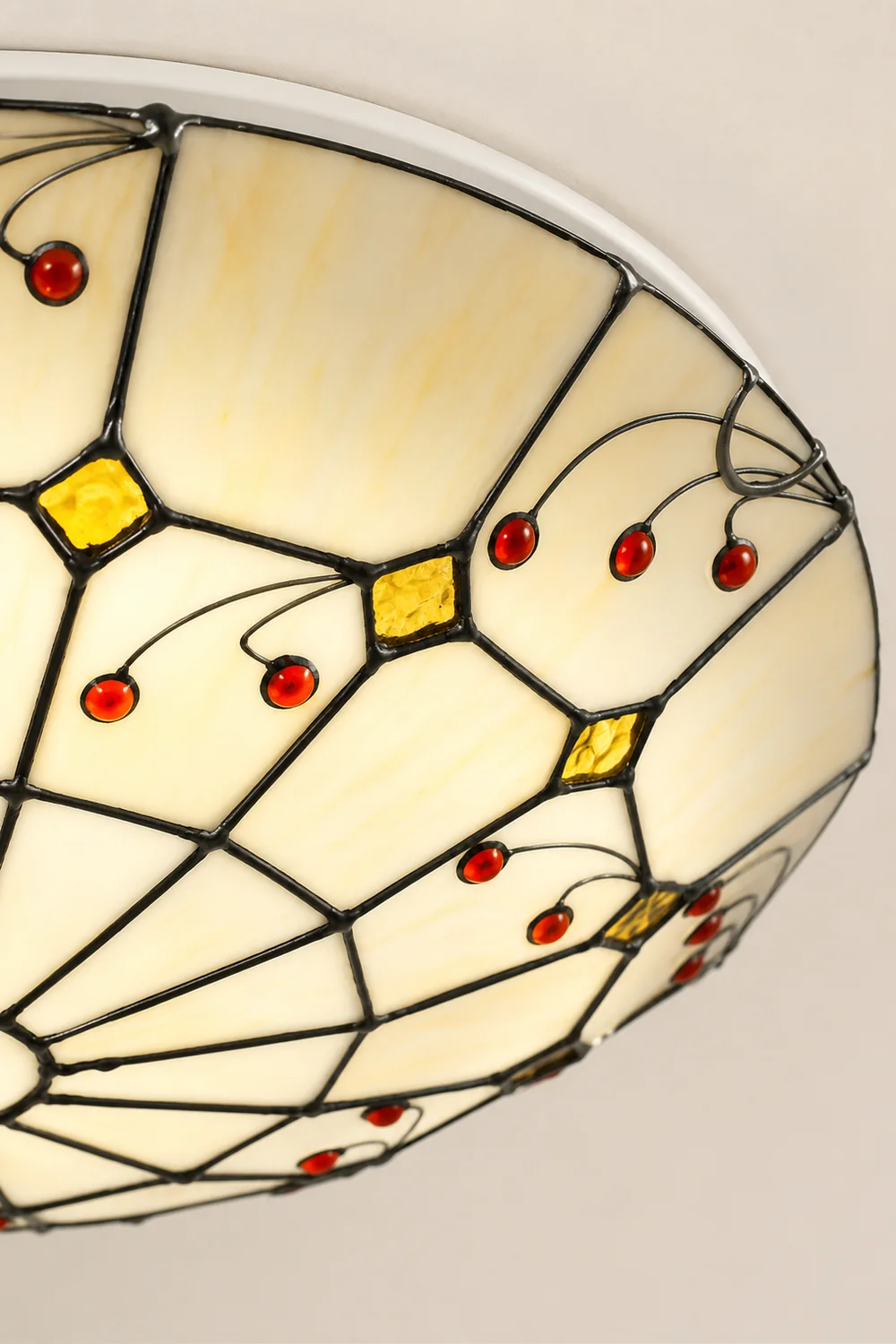 Eryn Rustic Glass Flush Mount Ceiling Light, White, Kitchen - Lumpaz