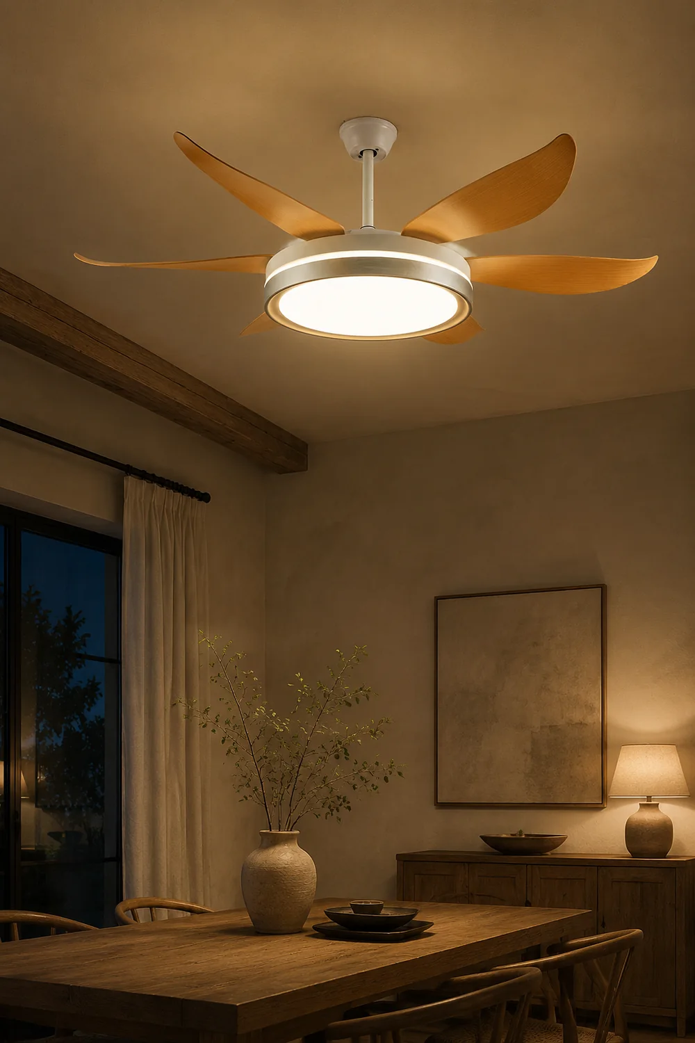 Haydn 6-Blade DC Fan with Light, Silver & Gold, Metal & Acrylic & ABS, Bedroom - Lumpaz