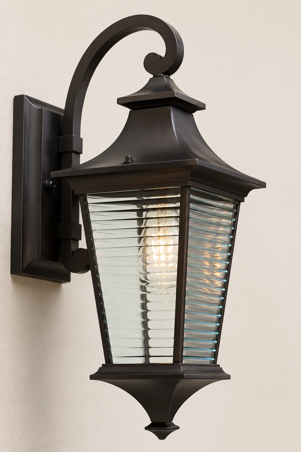 Retro Waterproof Creative Stripes Glass Shade Modern Outdoor Wall Light - Lumpaz
