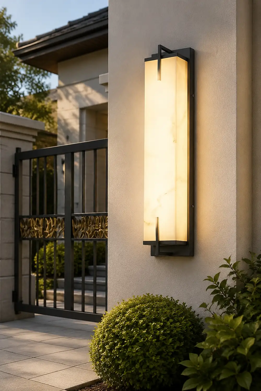 Resin Rectangular Waterproof LED Black Modern Outdoor Sconce Lighting - Lumpaz