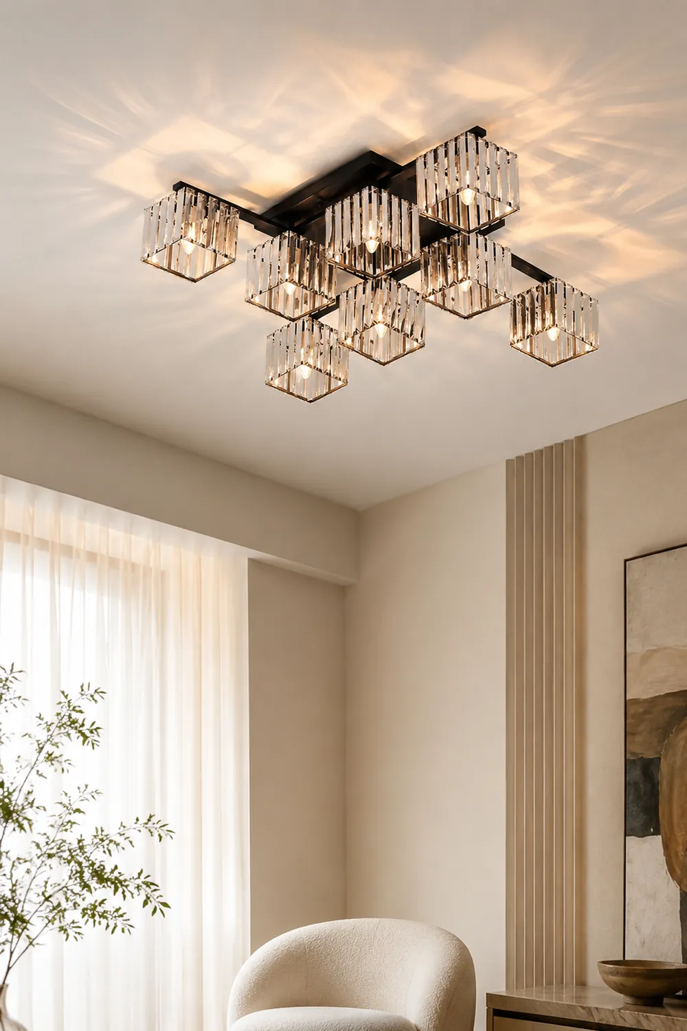 Kristy Modern Flush Mount Ceiling Light, Black/Gold - Lumpaz