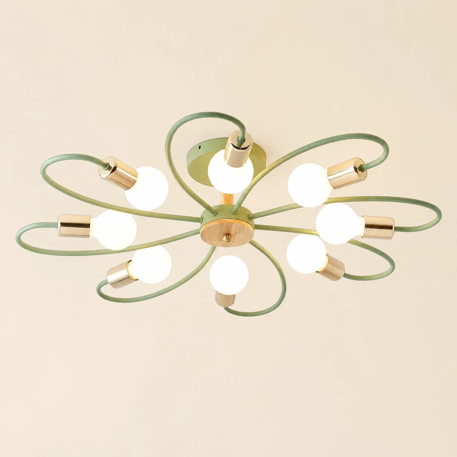 Lacey Elegant Metal/Glass Flush Mount Ceiling Light, Gray/Green - Lumpaz