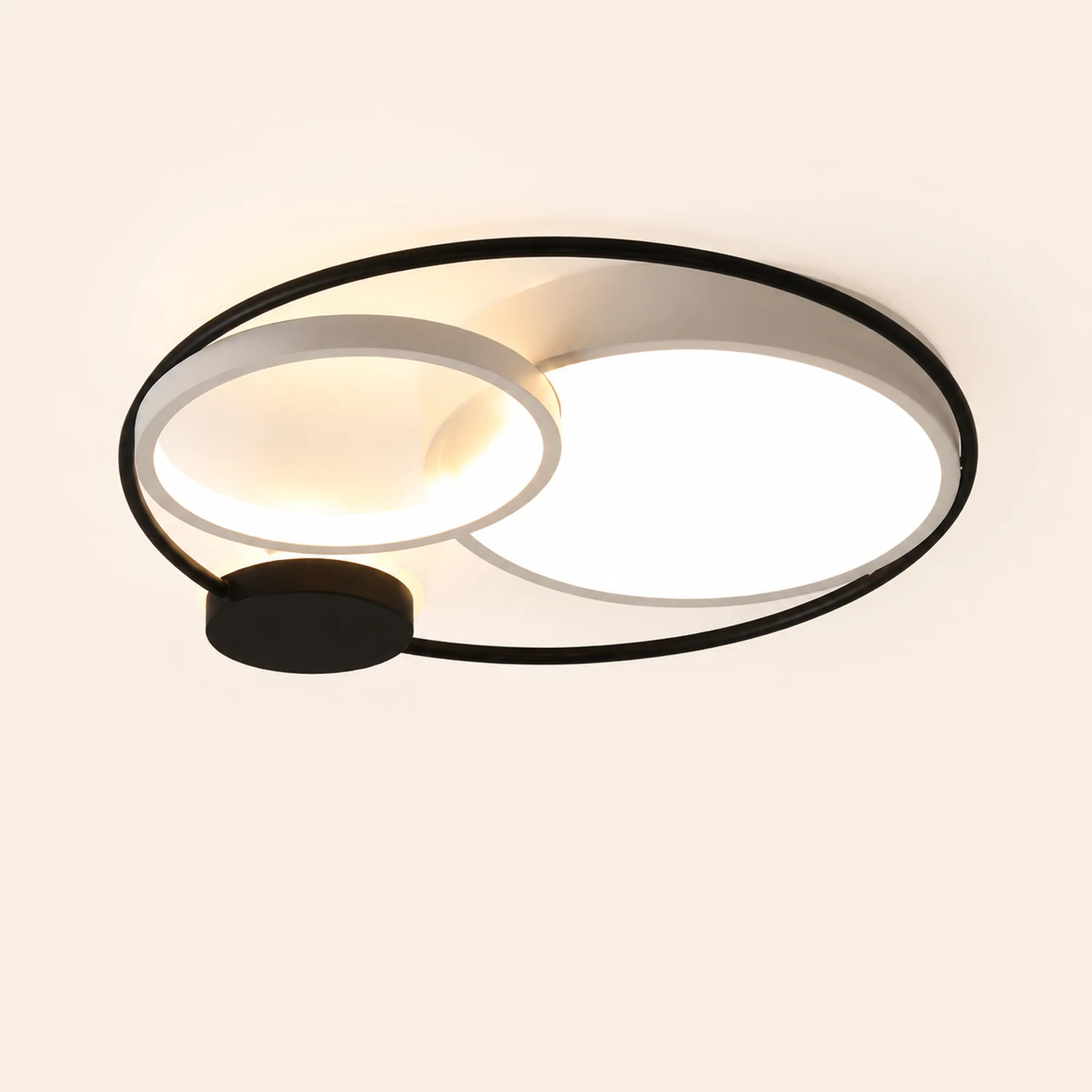 Lacey Modern Circular LED Flush Mount Ceiling Light, Black&White - Lumpaz