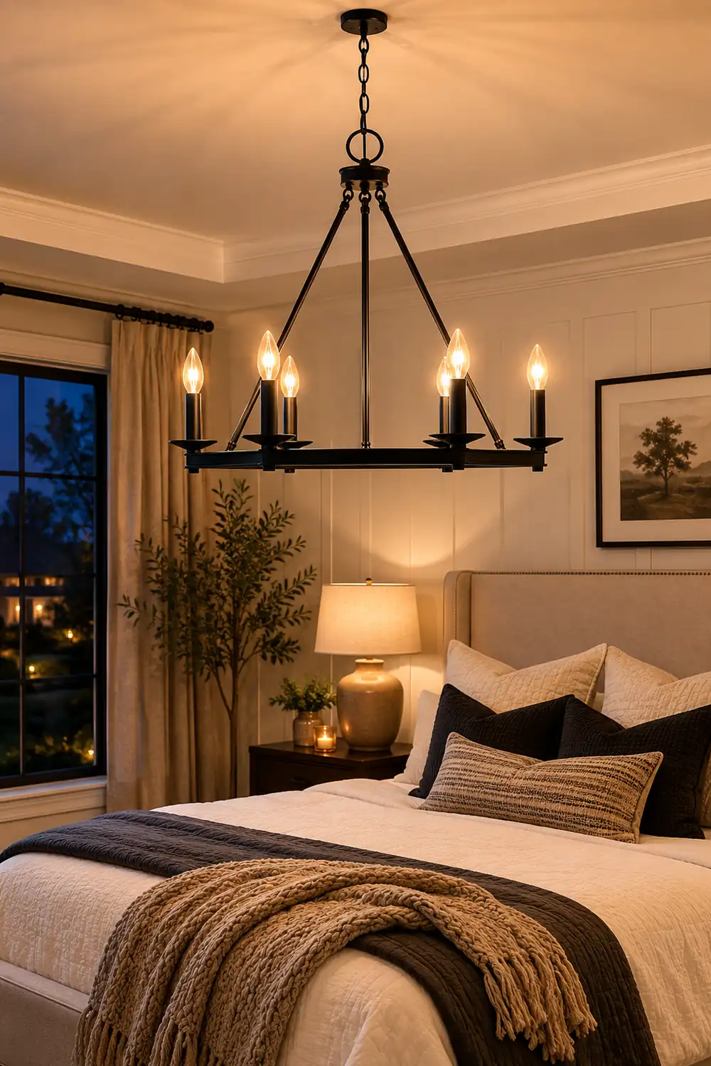 Silva Modern Candles Chandelier Black Metal Living Room/Bedroom - Lumpaz