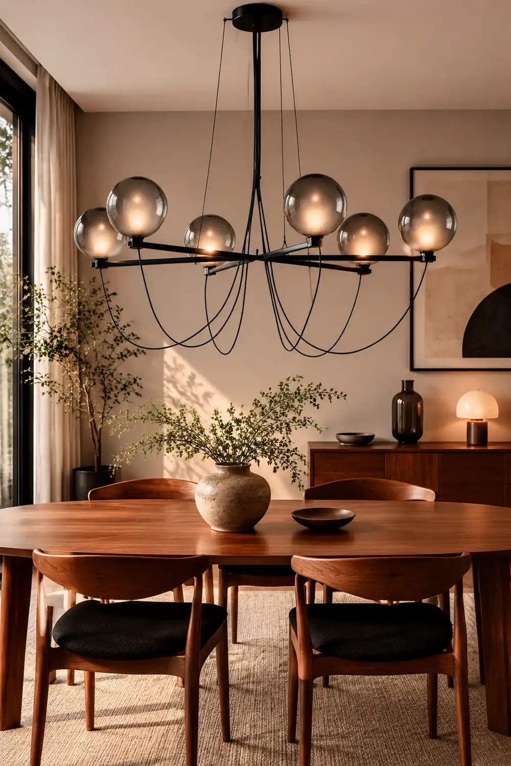 Valentina Nordic Modern Glass Ball Chandelier, Smoke Gray/Blue - Lumpaz