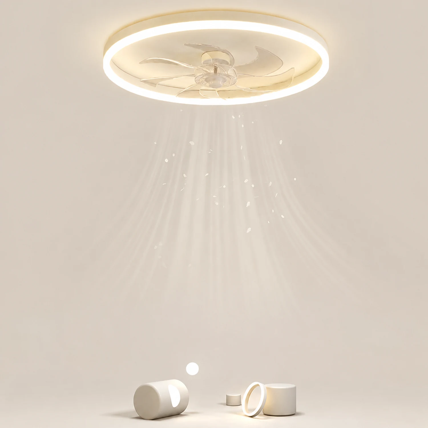 Edge 7-Blade Ring Ceiling Fan with Light, DIA 15.7"/19.7"/23.6" - Lumpaz