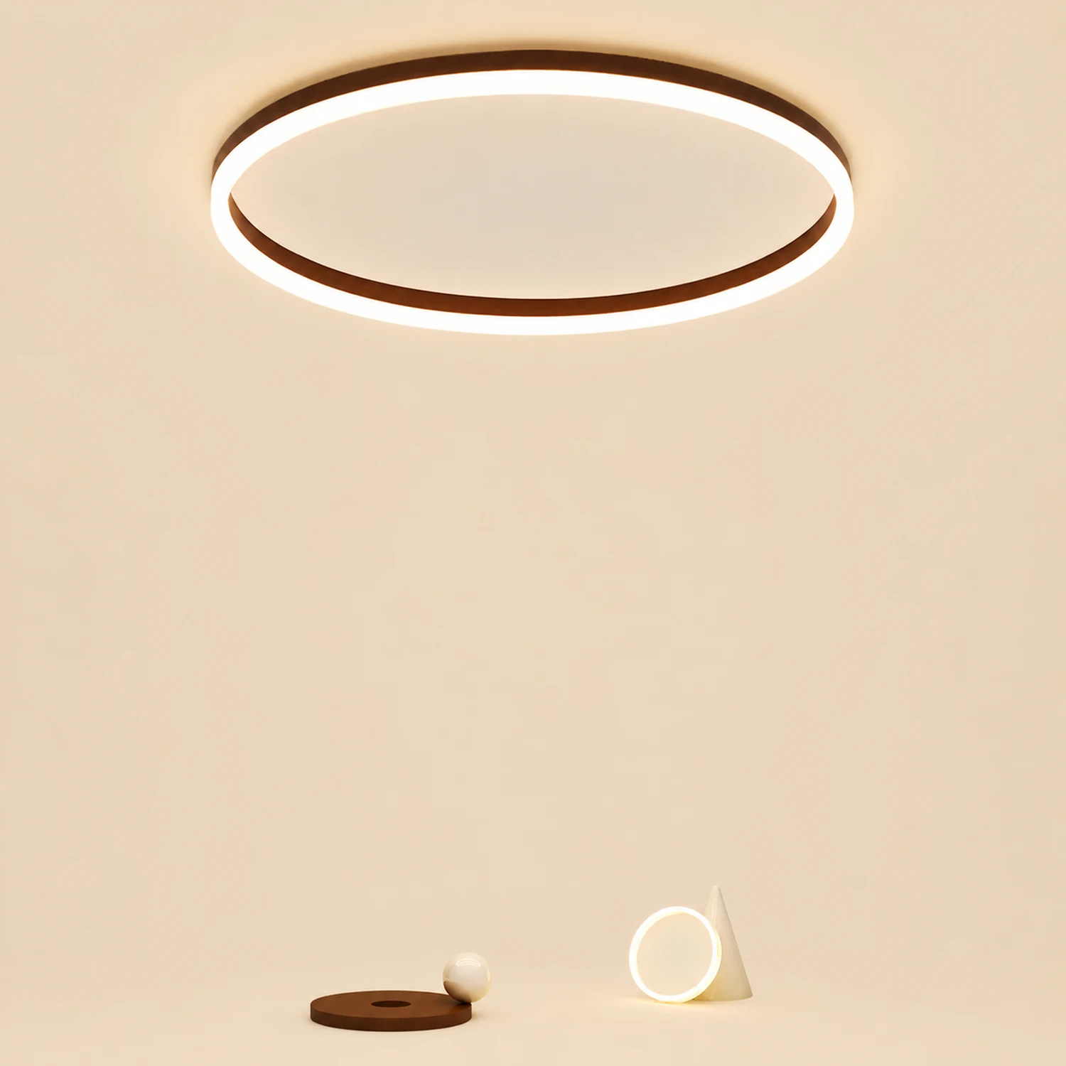 Quinn Minimalist Ring Hollow Metal Flush Mount Ceiling Light, Black - Lumpaz