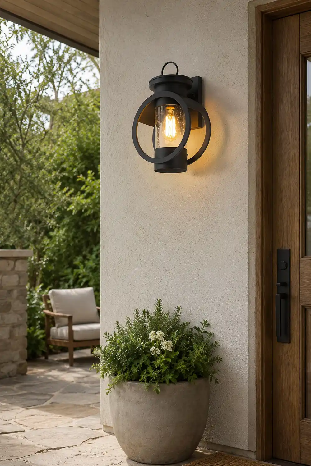 Raindrops Glass 6W LED Edison Lightbulb Black Outdoor Wall Lights - Lumpaz