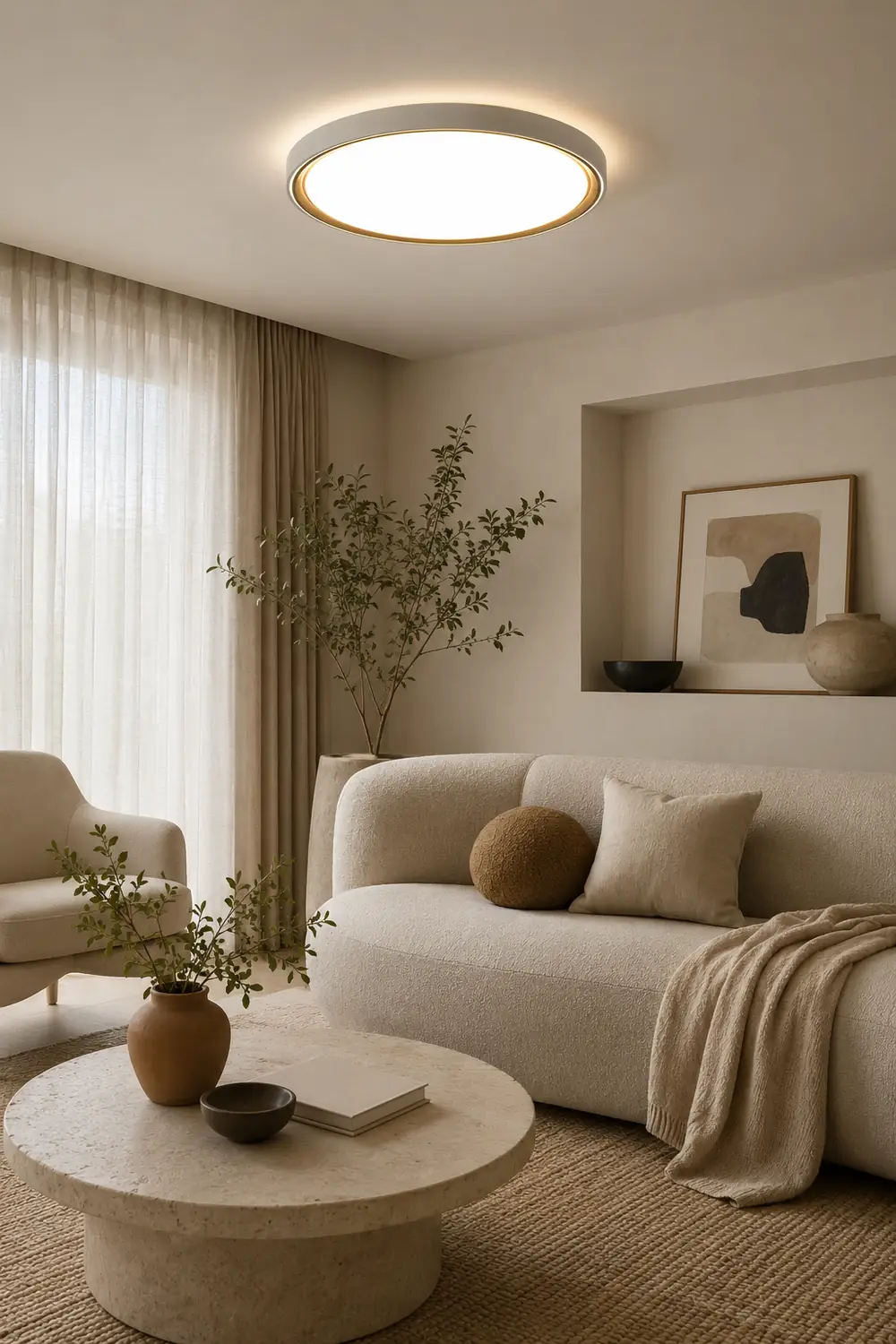 Quinn Minimalist Round/Square Metal/Acrylic Flush Mount Ceiling Light, Gold - Lumpaz