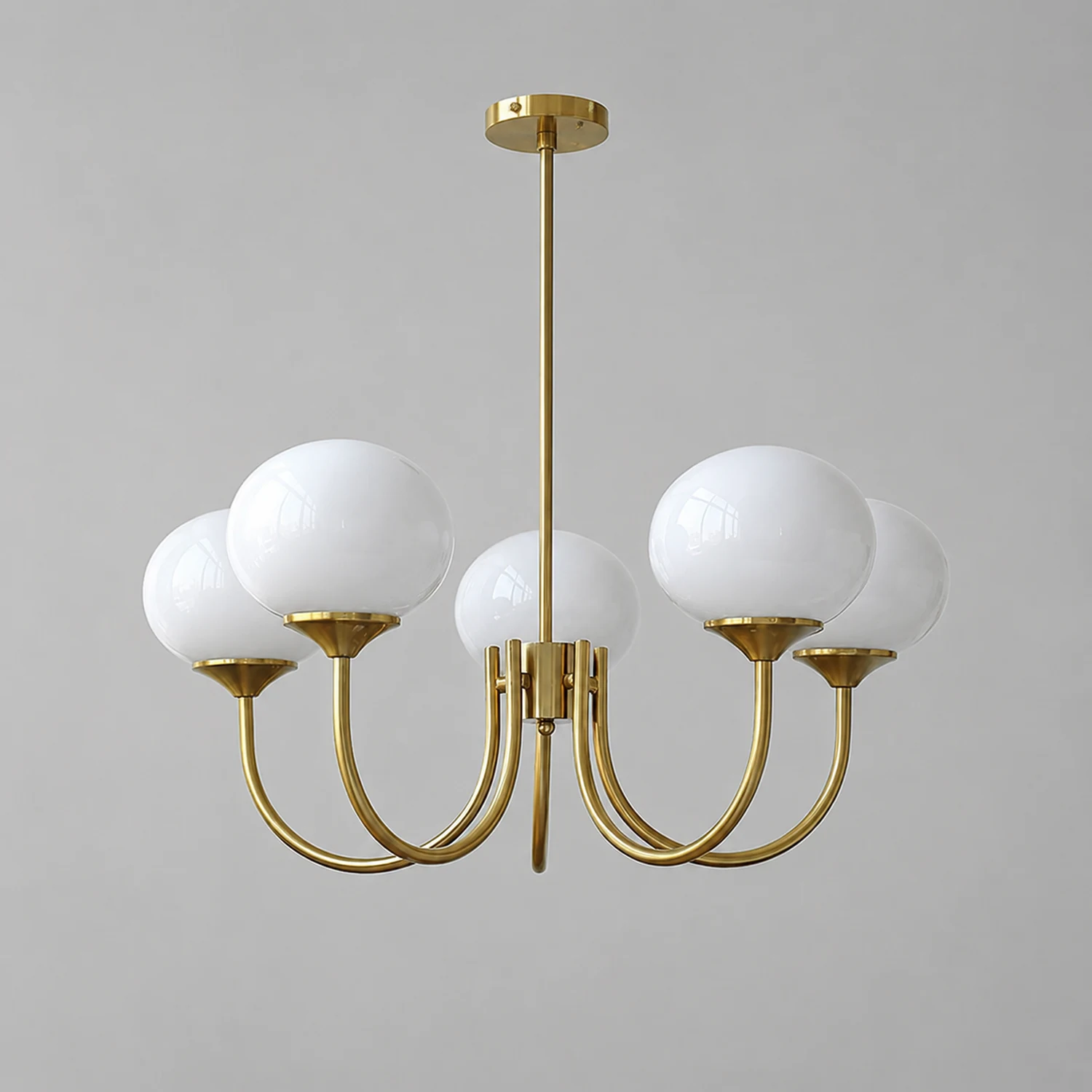 Hailie Retro Art Deco Globe Chandelier, White/Pink/Beige - Lumpaz