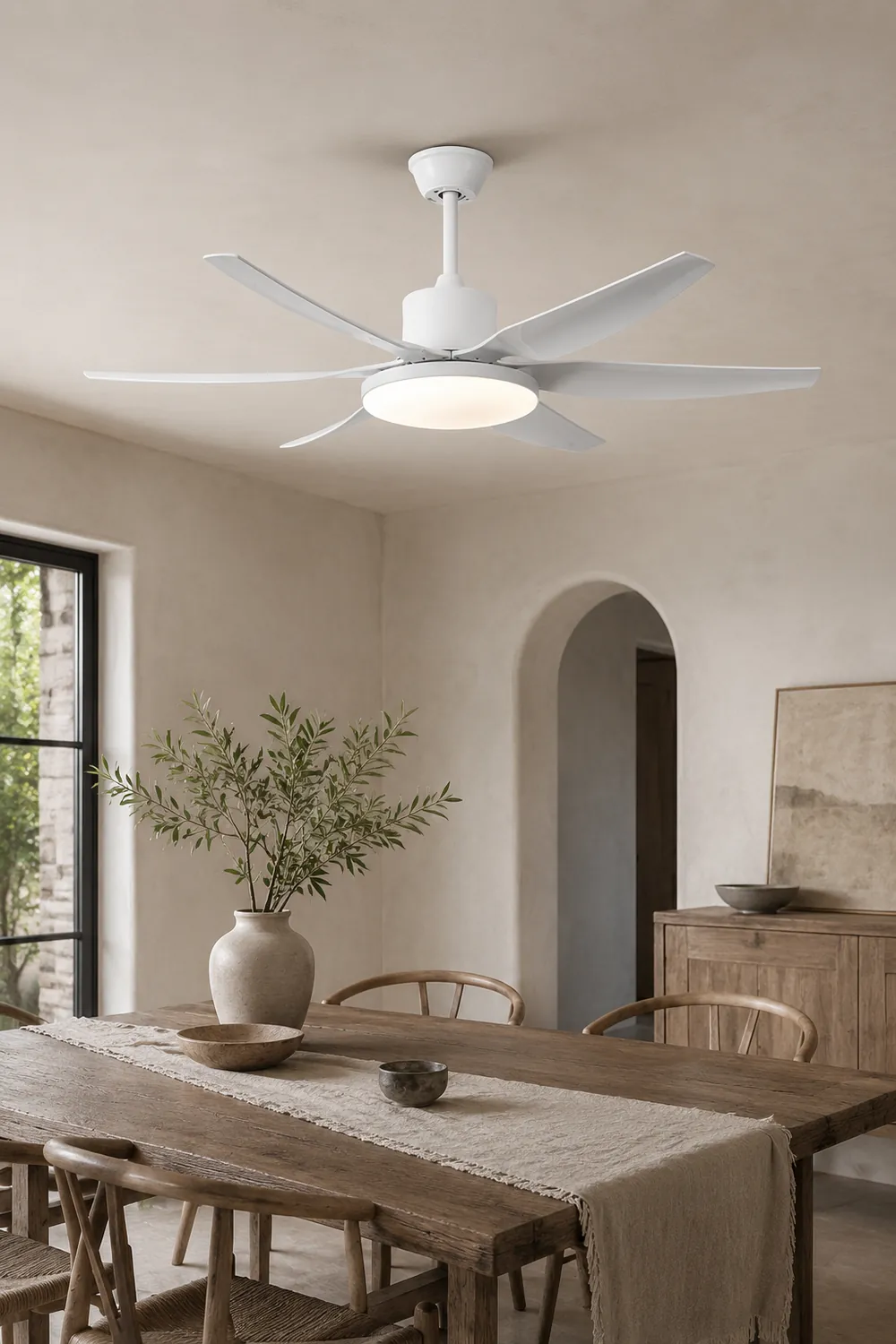 Haydn Basic Modern 6-Blade DC Ceiling Fan with Light, Black & White, 51'' - Lumpaz