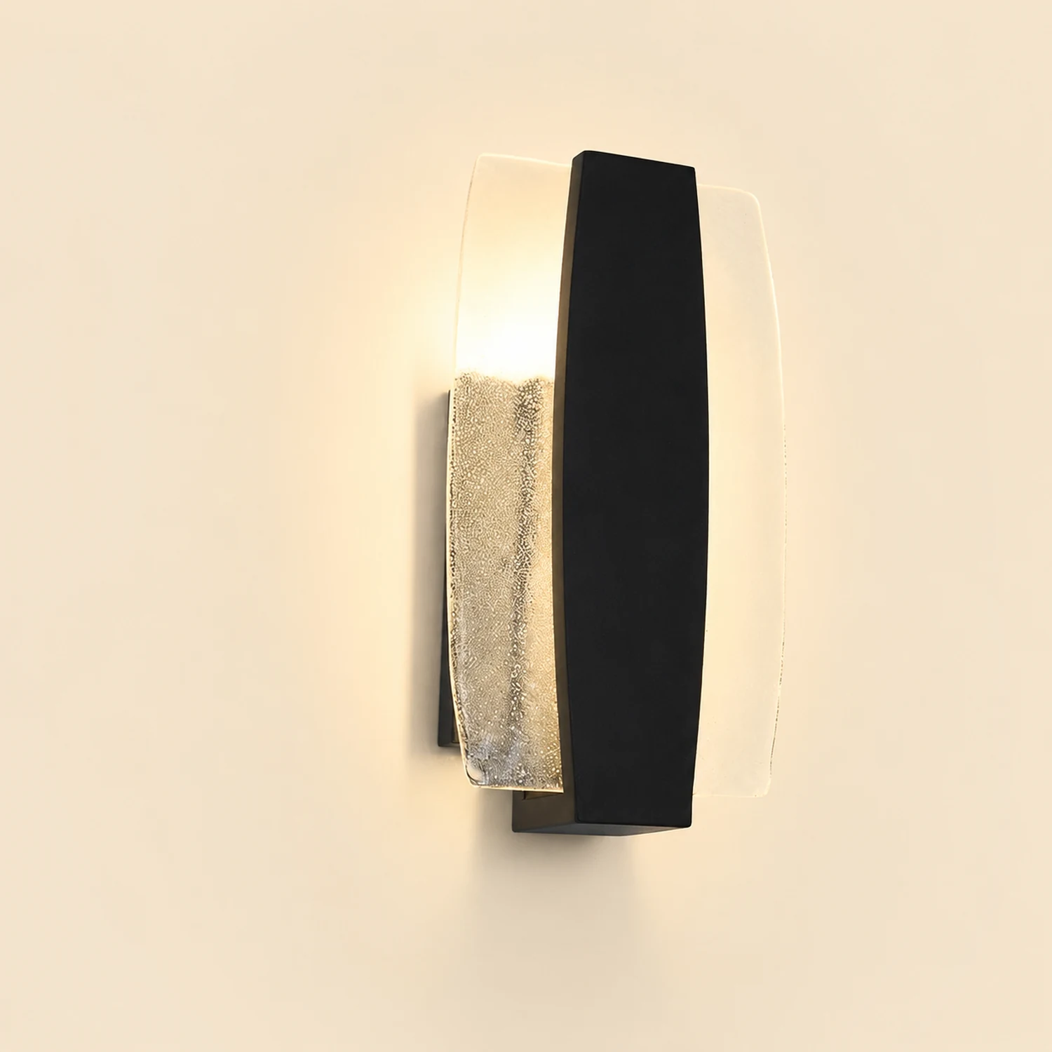 Waterproof LED Handmade Bubbles Glass Black Modern Outdoor Wall Light - Lumpaz