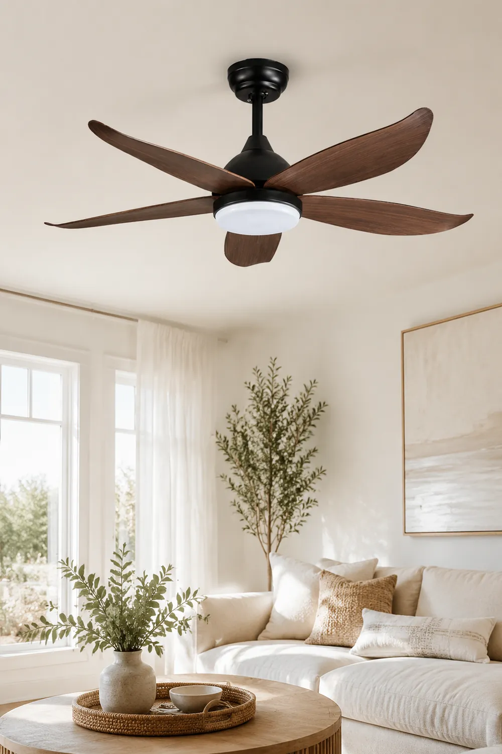 Haydn 5-Blade Modern Black DC Ceiling Fan with Light, 47'' - Lumpaz