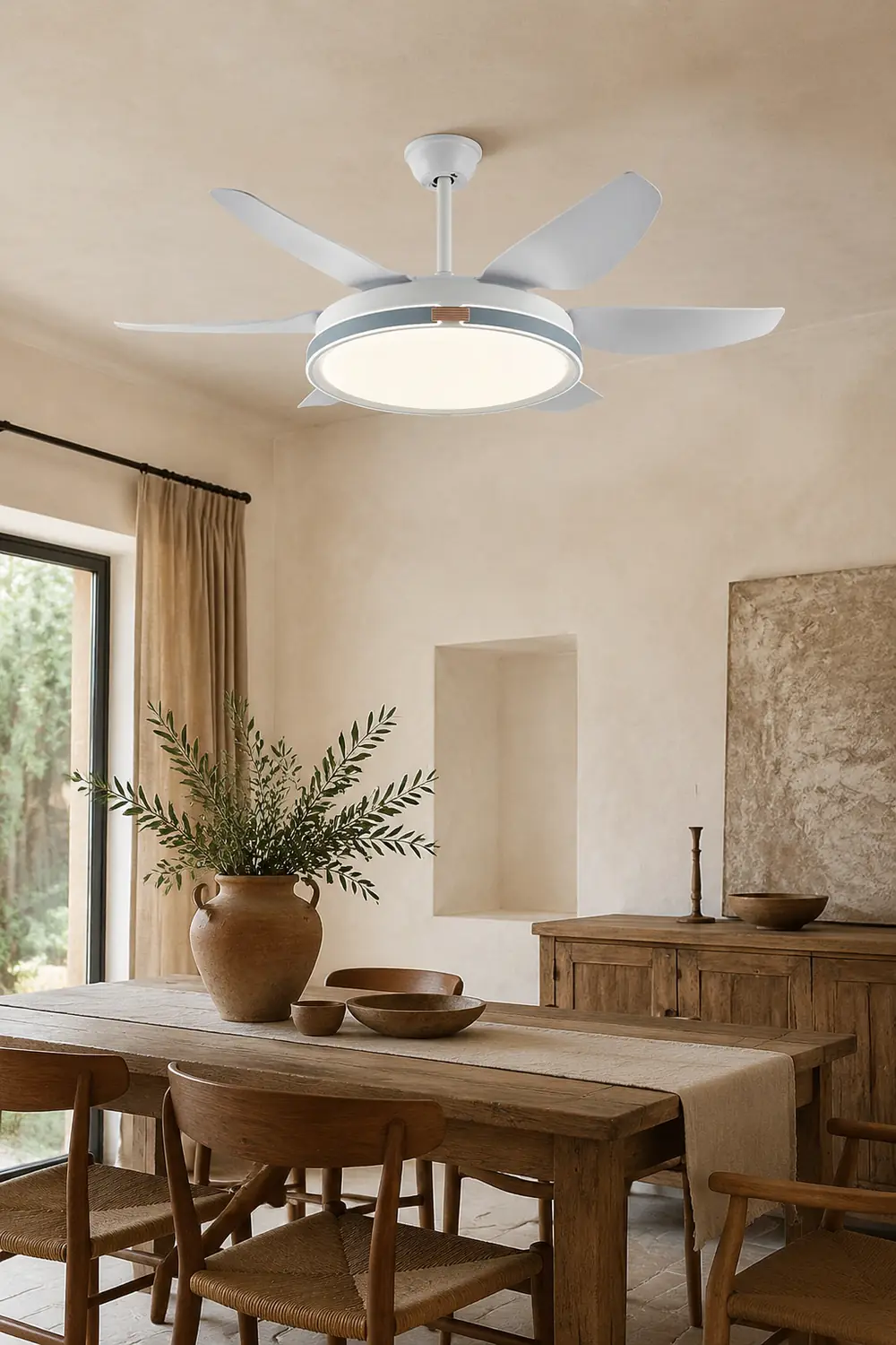 Haydn Modern 6-Blade DC Ceiling Fan with Light, White, 51'' - Lumpaz