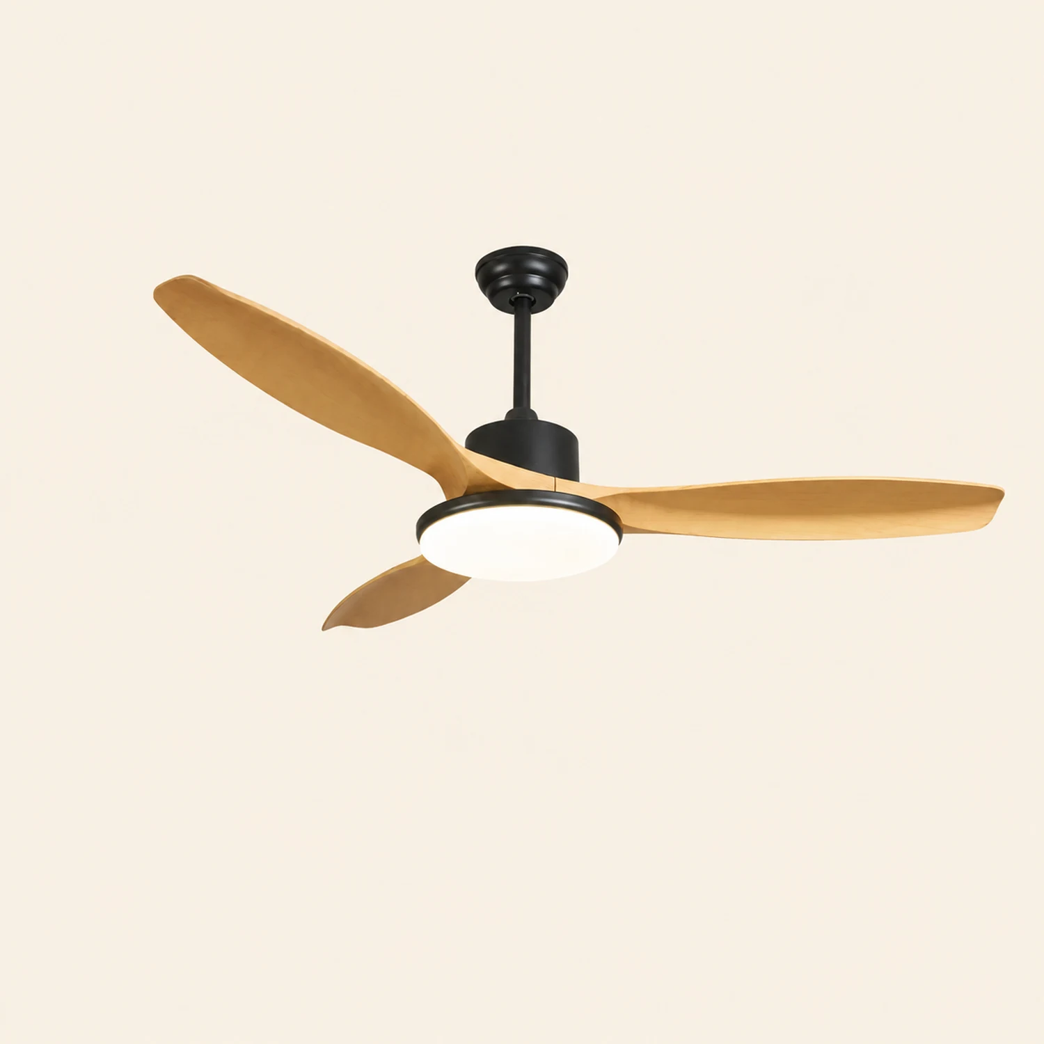 Haydn 3-Blade DC Ceiling Fan with Light, Black & White, 39.4''/47.2''/55.1'' - Lumpaz