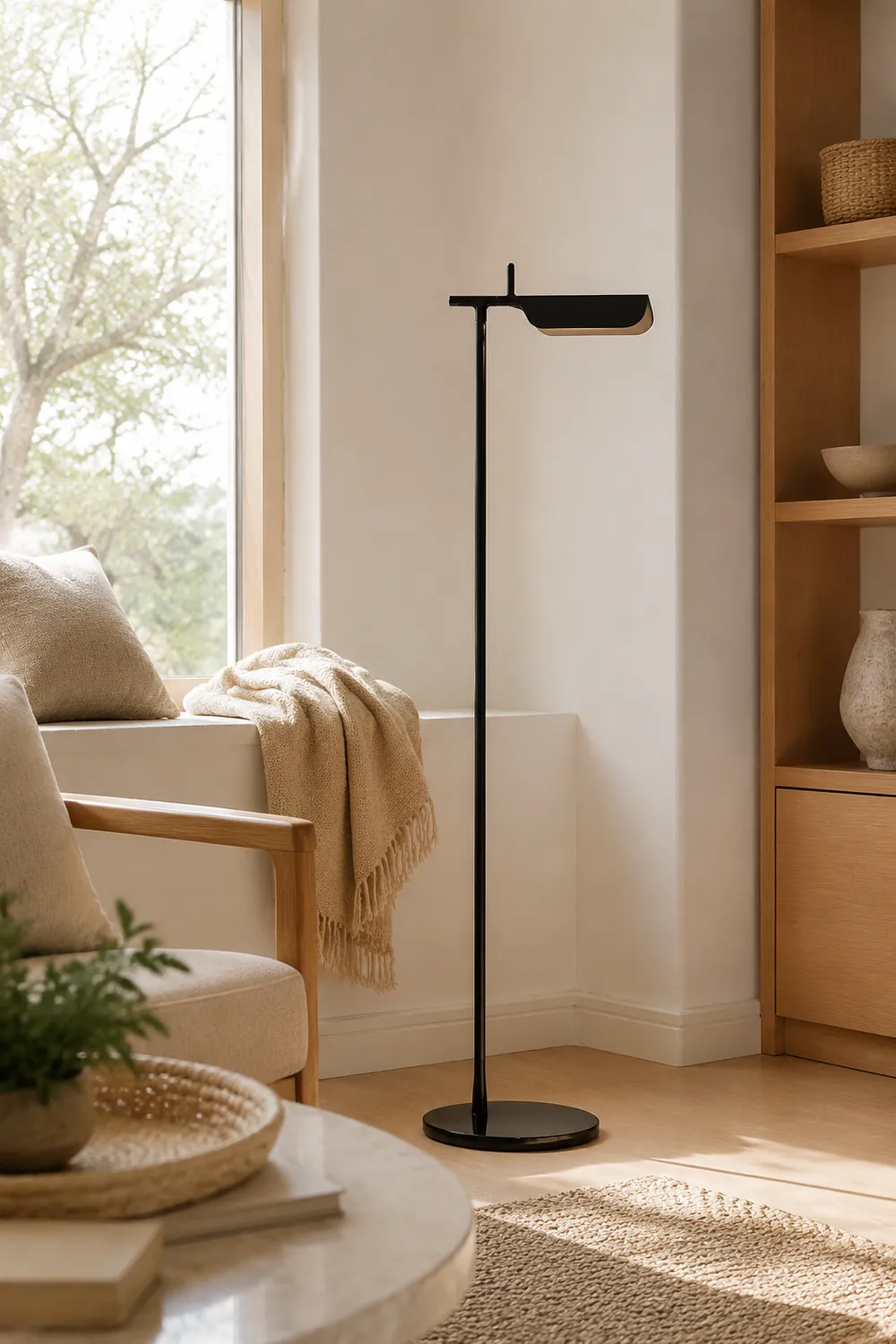 Edge Floor Lamp Right-angle Linear Minimalist, Metal, Black, Living Room - Lumpaz